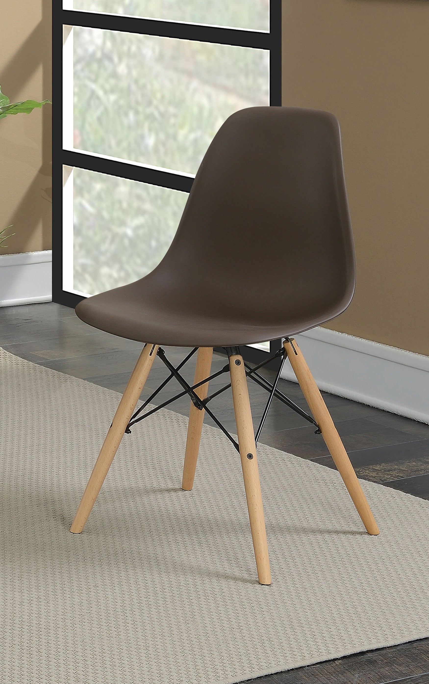 Gerald Mid-Century Modern Curved Accent Chairs in Brown (Set of 2)