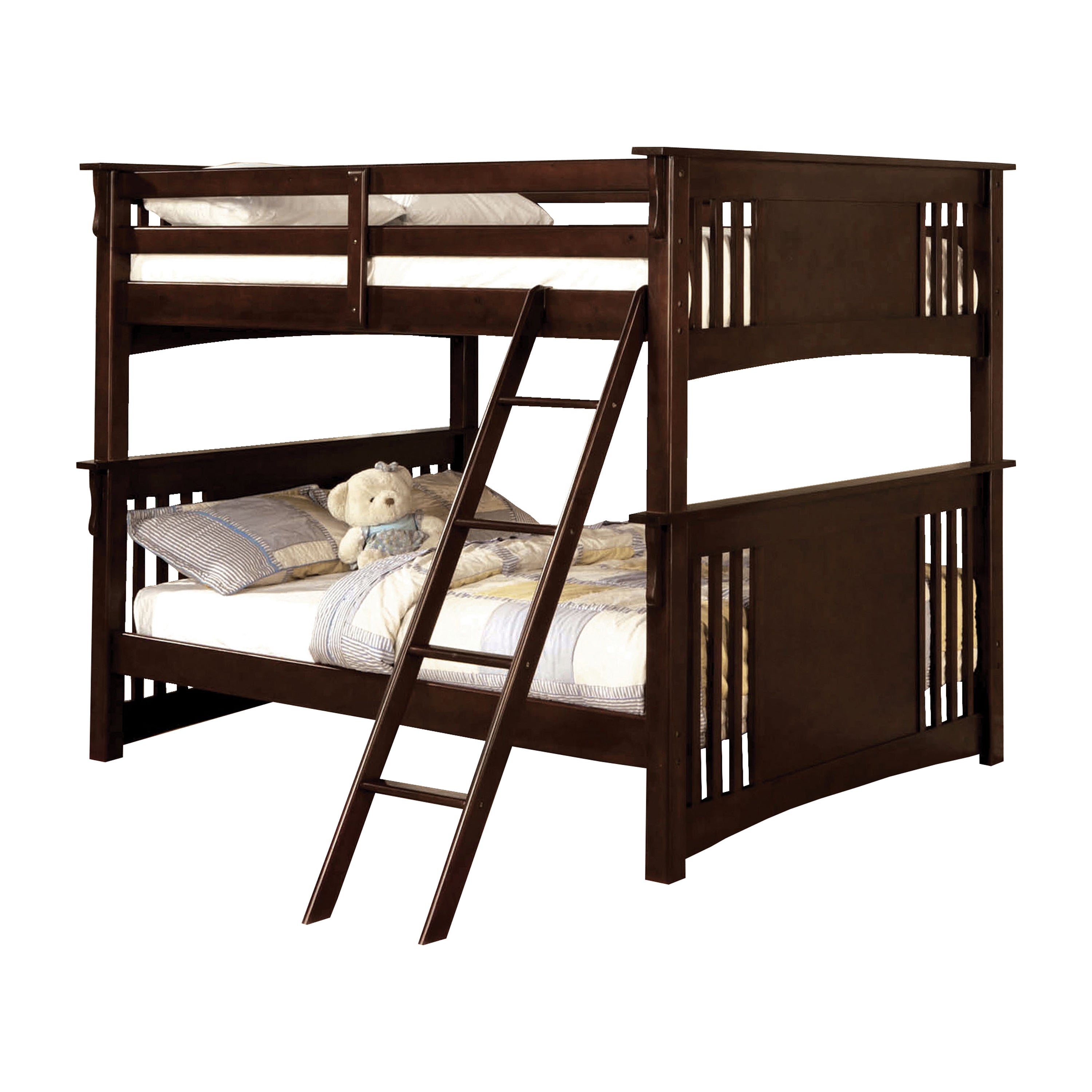 Beyer Cottage Solid Wood Bunk Bed in Dark Walnut