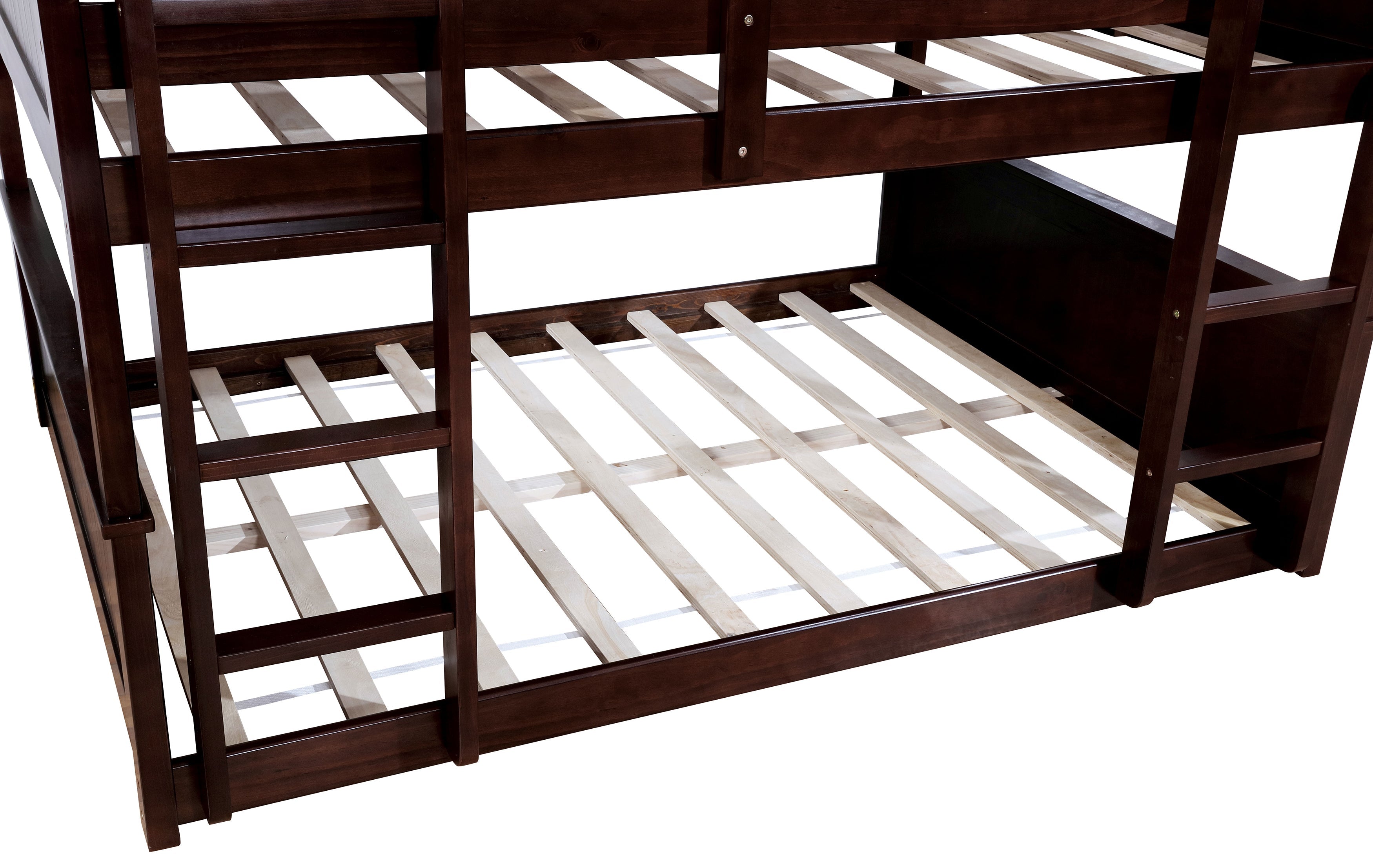 Stephen Transitional Solid Wood Twin Triple Bunk Bed in Dark Walnut