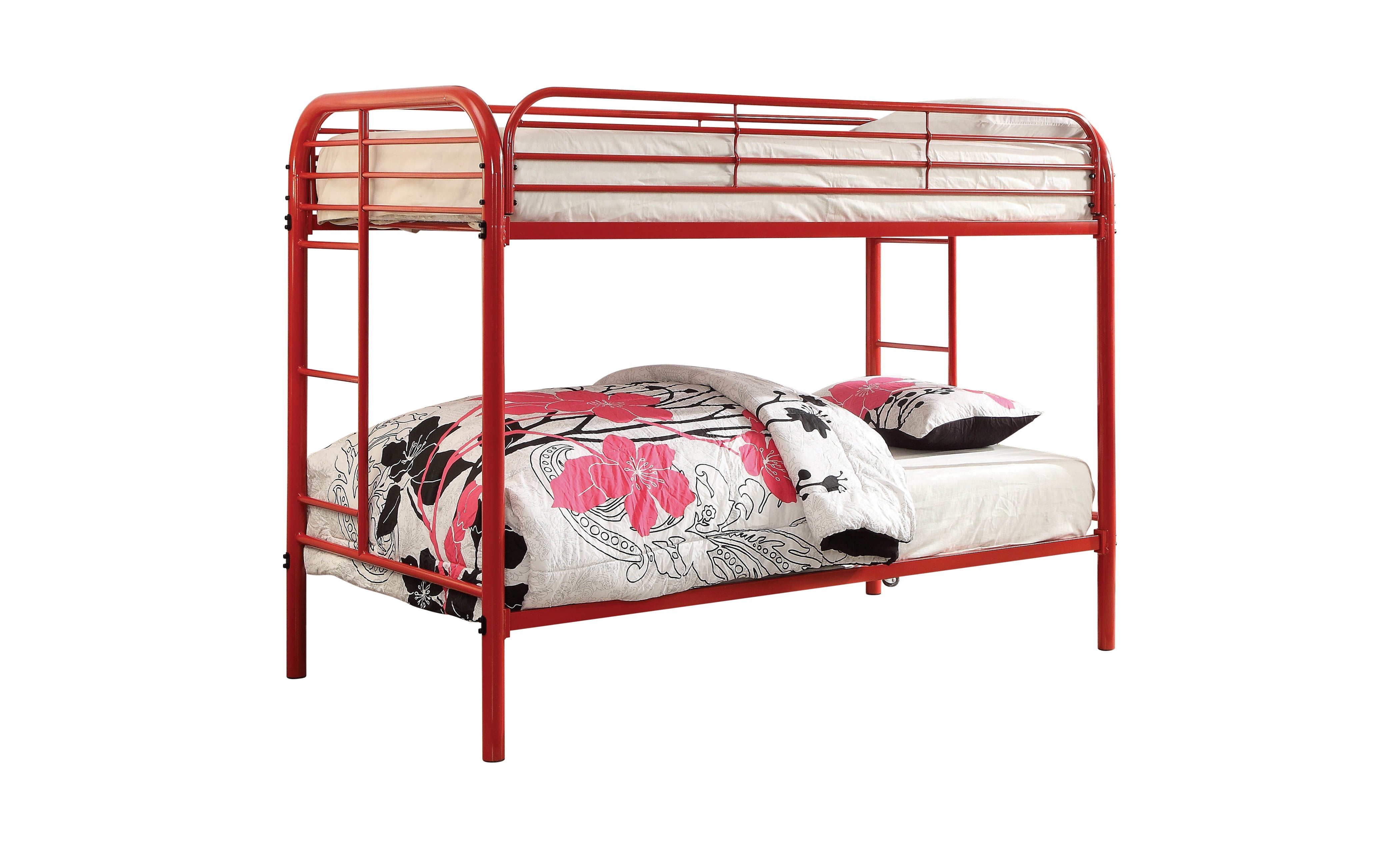 Teledona Transitional Metal Twin over Twin Bunk Bed in Red