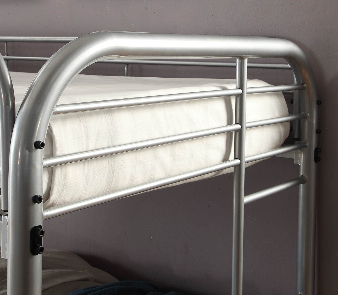 Teledona Transitional Metal Twin over Full Bunk Bed in Silver