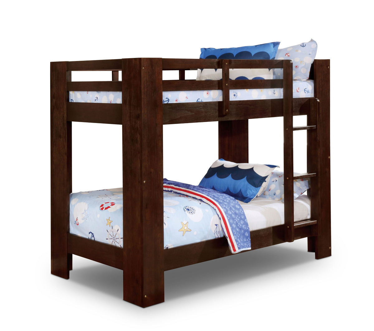 Findlay Wood Twin/Twin Bunk Bed in Wire-Brushed Dark Walnut