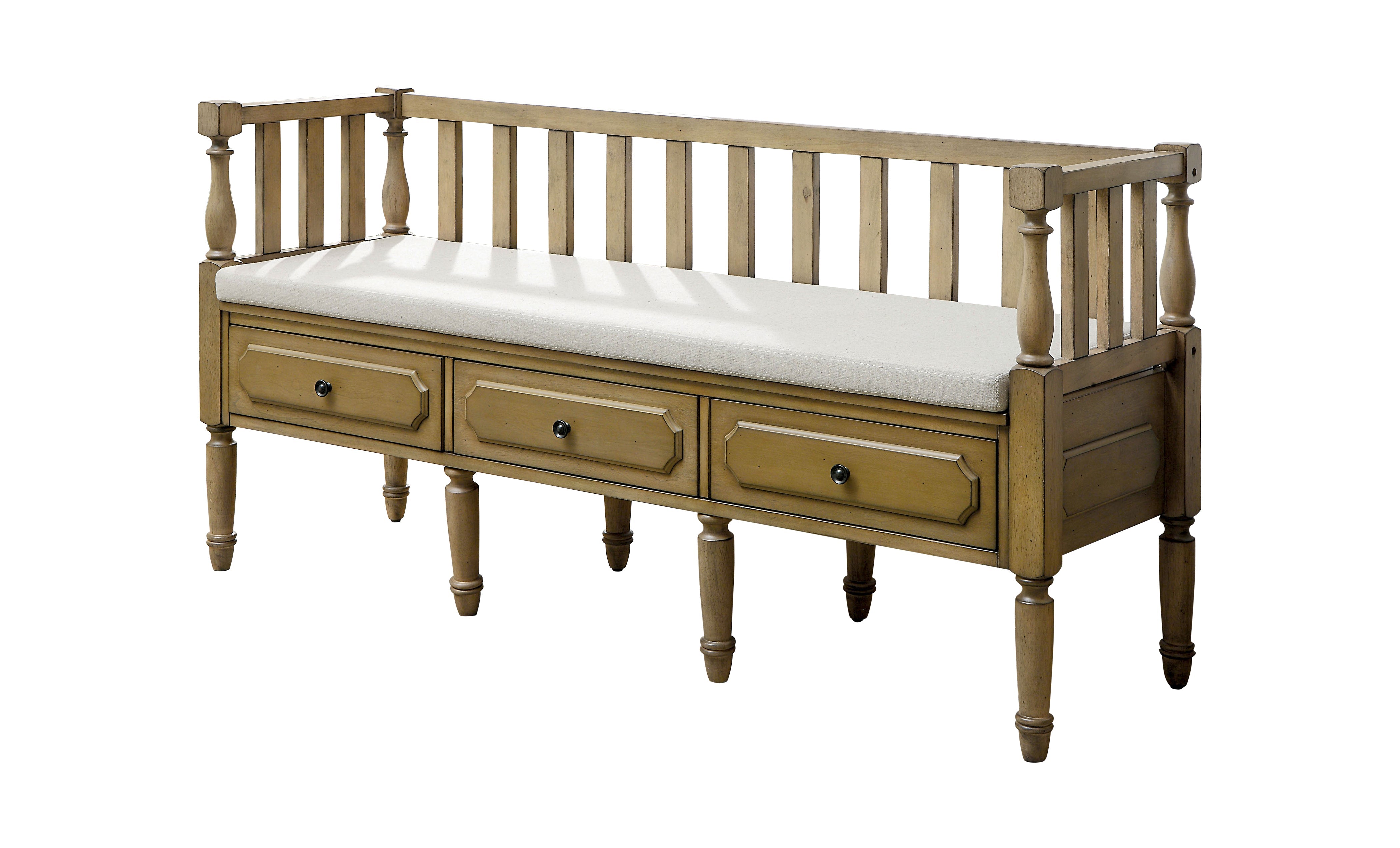Claudette Transitional Storage Bench in Weathered Natural Tone