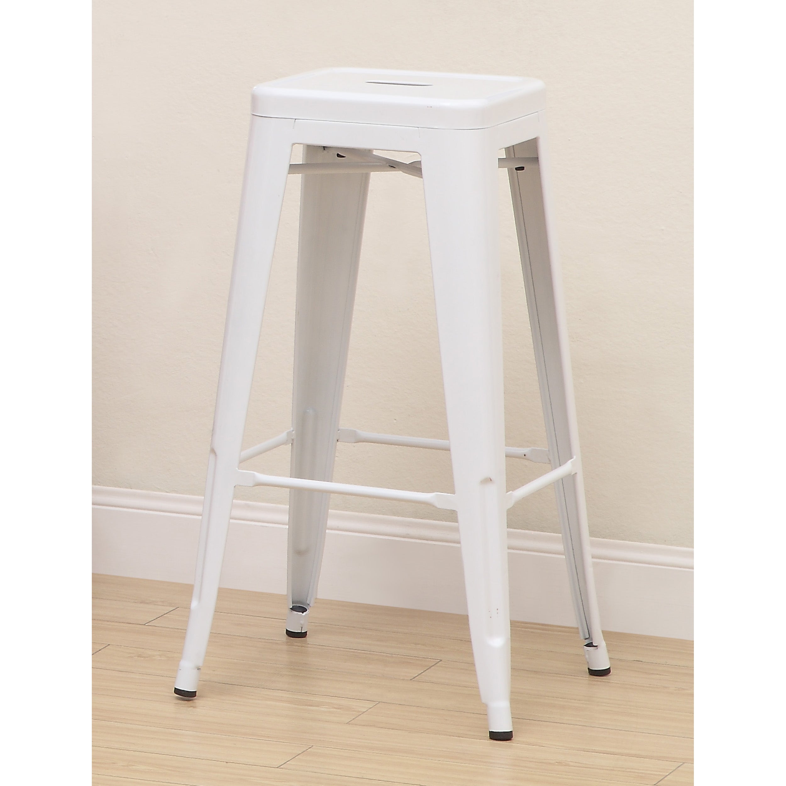 Clarke Contemporary Bar Stools in White (Set of 2)