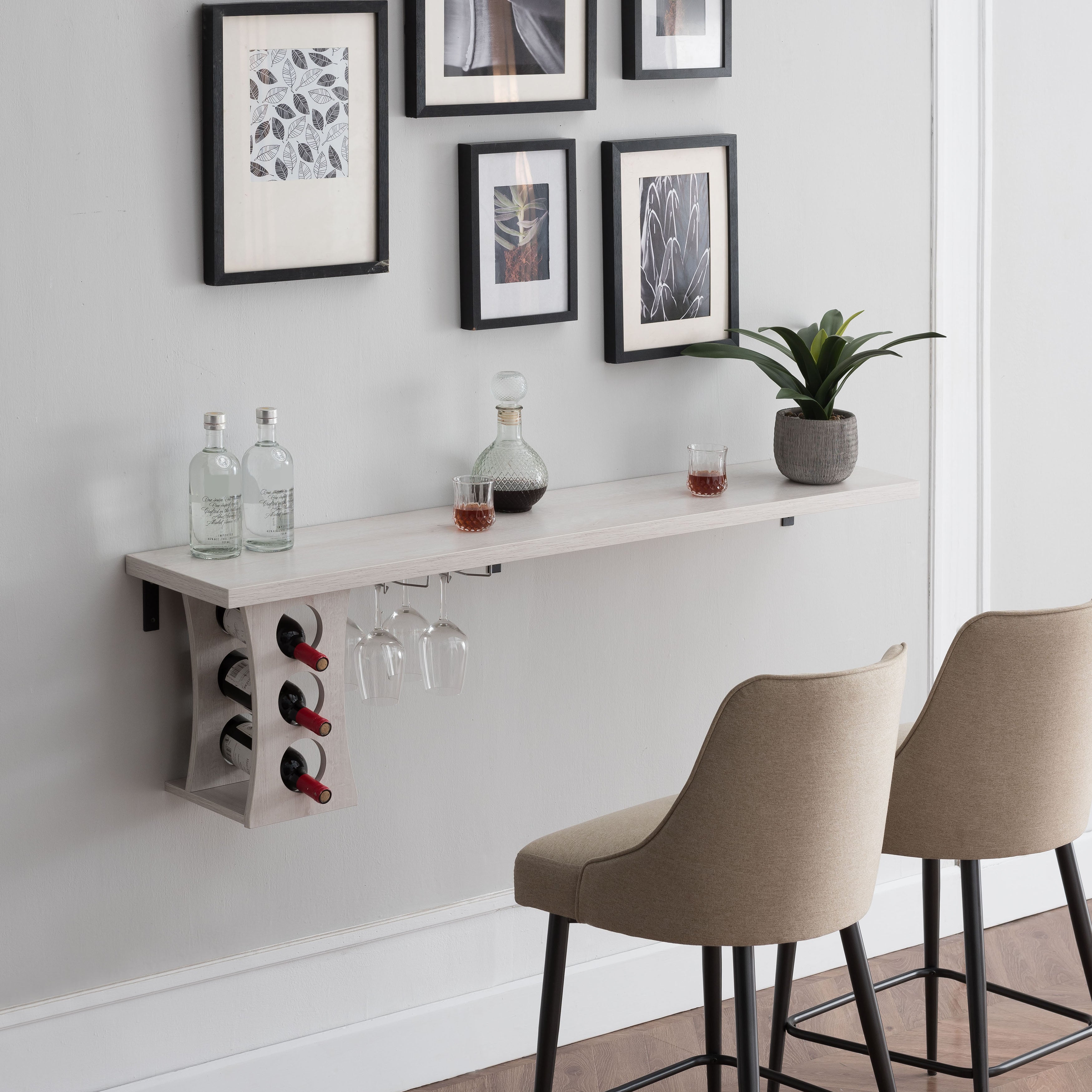 Phoyt Floating Bar Table in White Oak