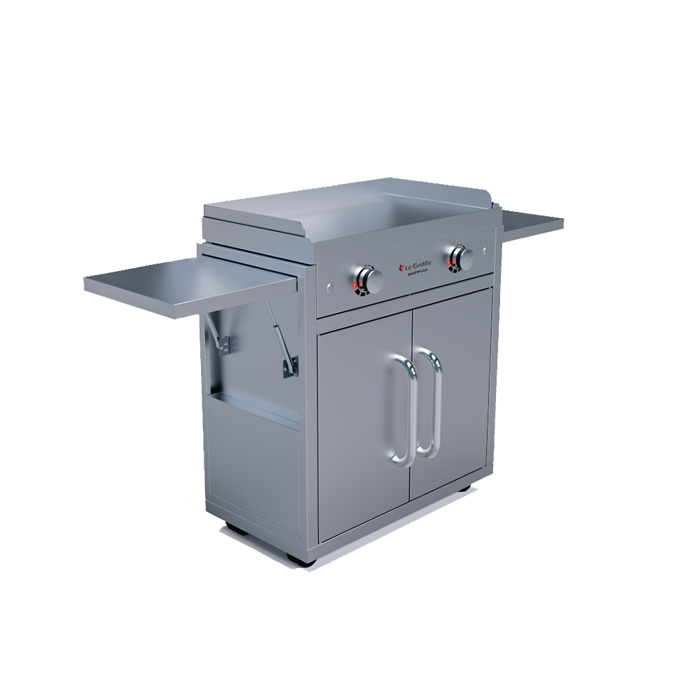 Le Griddle The Ranch Hand 29” Electric Griddle with Cart, Fold-Down Shelves, and Stainless Steel Body