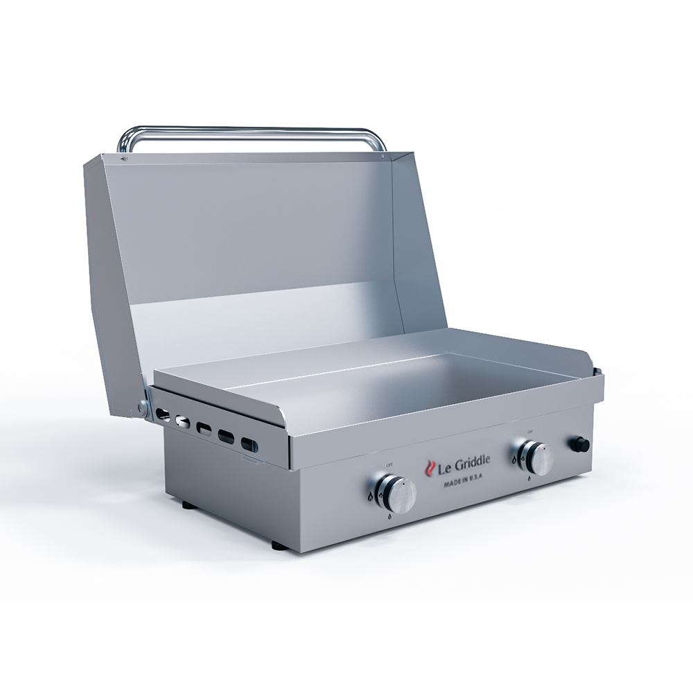 Le Griddle The Ranch Hand 29” Stainless Steel Gas Griddle with Lid for High-Capacity Outdoor Cooking
