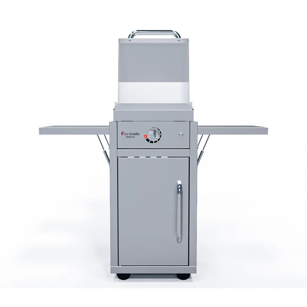 Le Griddle Wee 16” Electric Stainless Steel Griddle with Mobile Cart and Fold-Down Shelves