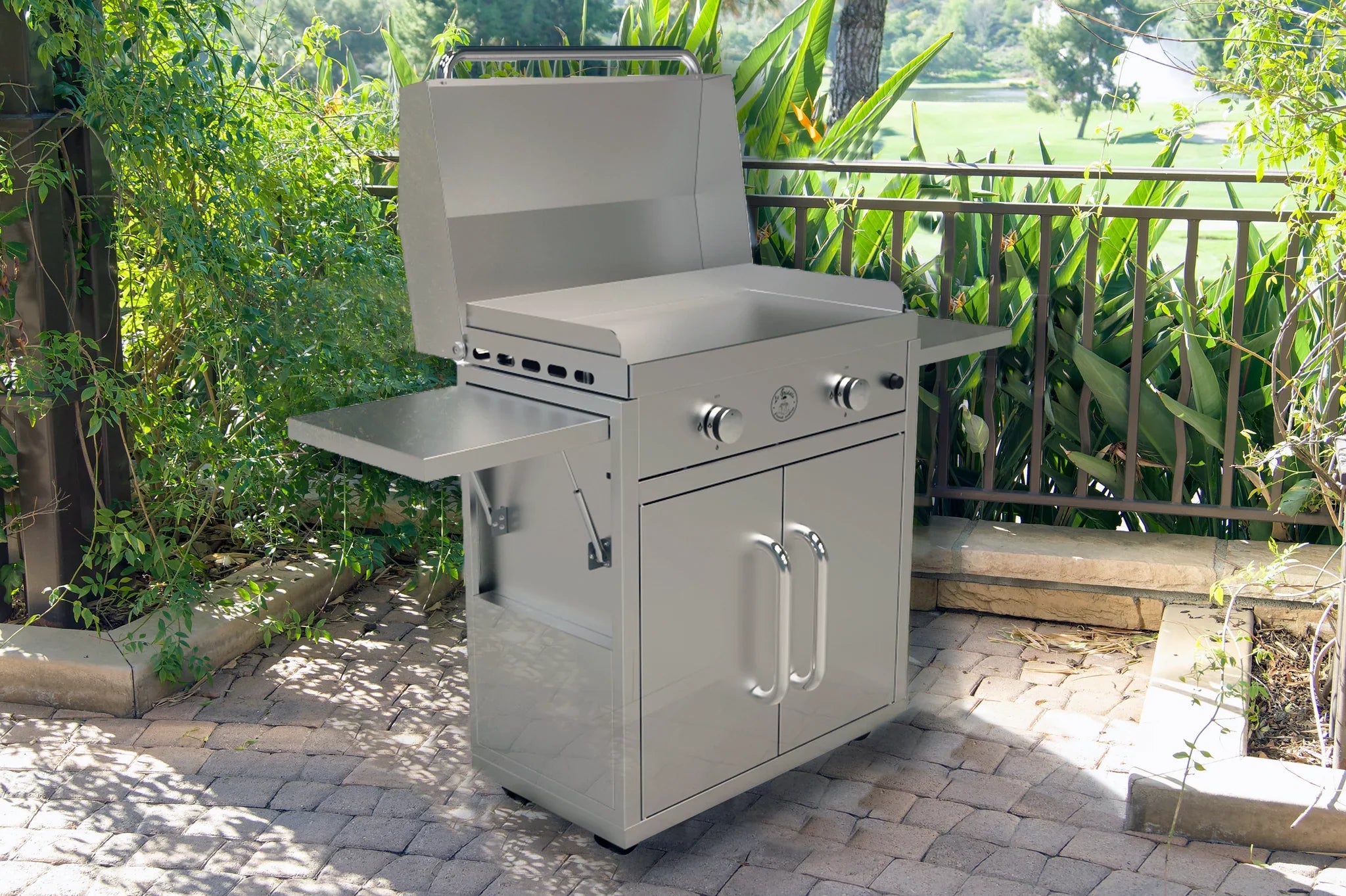Le Griddle Portable Stainless Cart with Side Shelves for Griddle