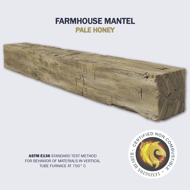 Lexington Hearth Farmhouse 72" Hand-Painted Non-Combustible Pale Honey Mantel Shelf Kit