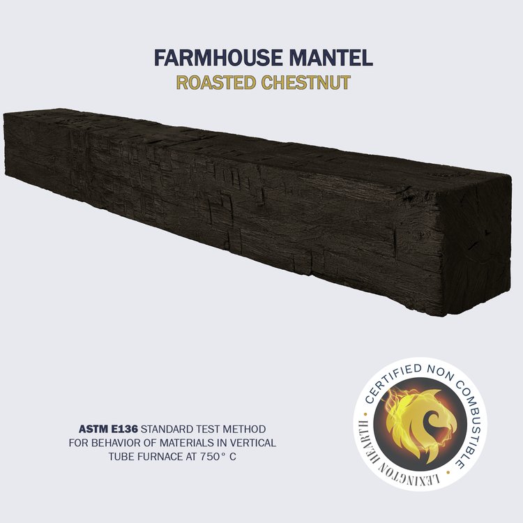 Lexington Hearth Farmhouse 84" Hand-Painted Non-Combustible Roasted Chestnut Mantel Shelf Kit