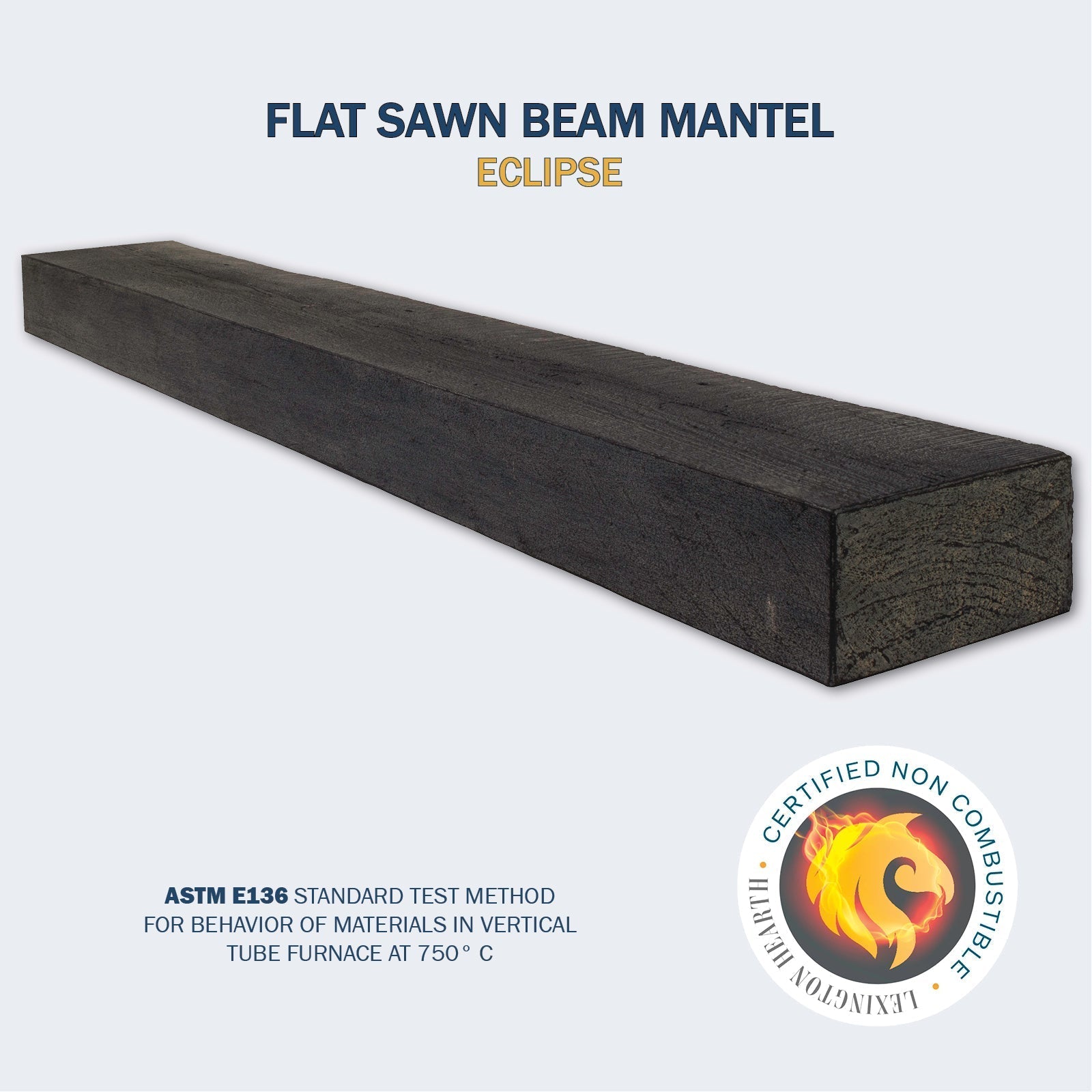 Lexington Hearth Flat Sawn Beam 60" Hand-Painted Non-Combustible Eclipse Mantel Shelf Kit