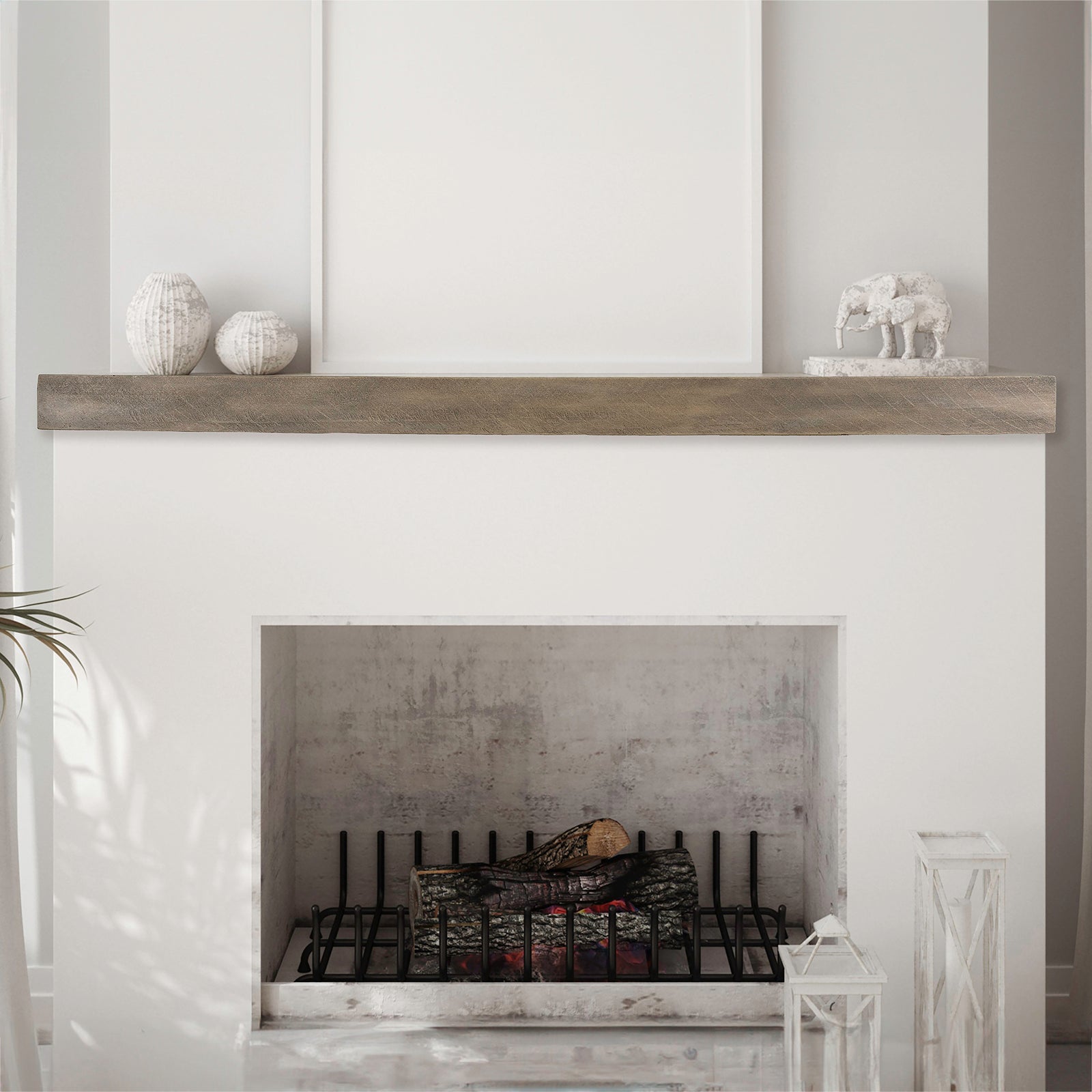 Lexington Hearth Flat Sawn Beam 60" Hand-Painted Non-Combustible Pale Honey Mantel Shelf Kit