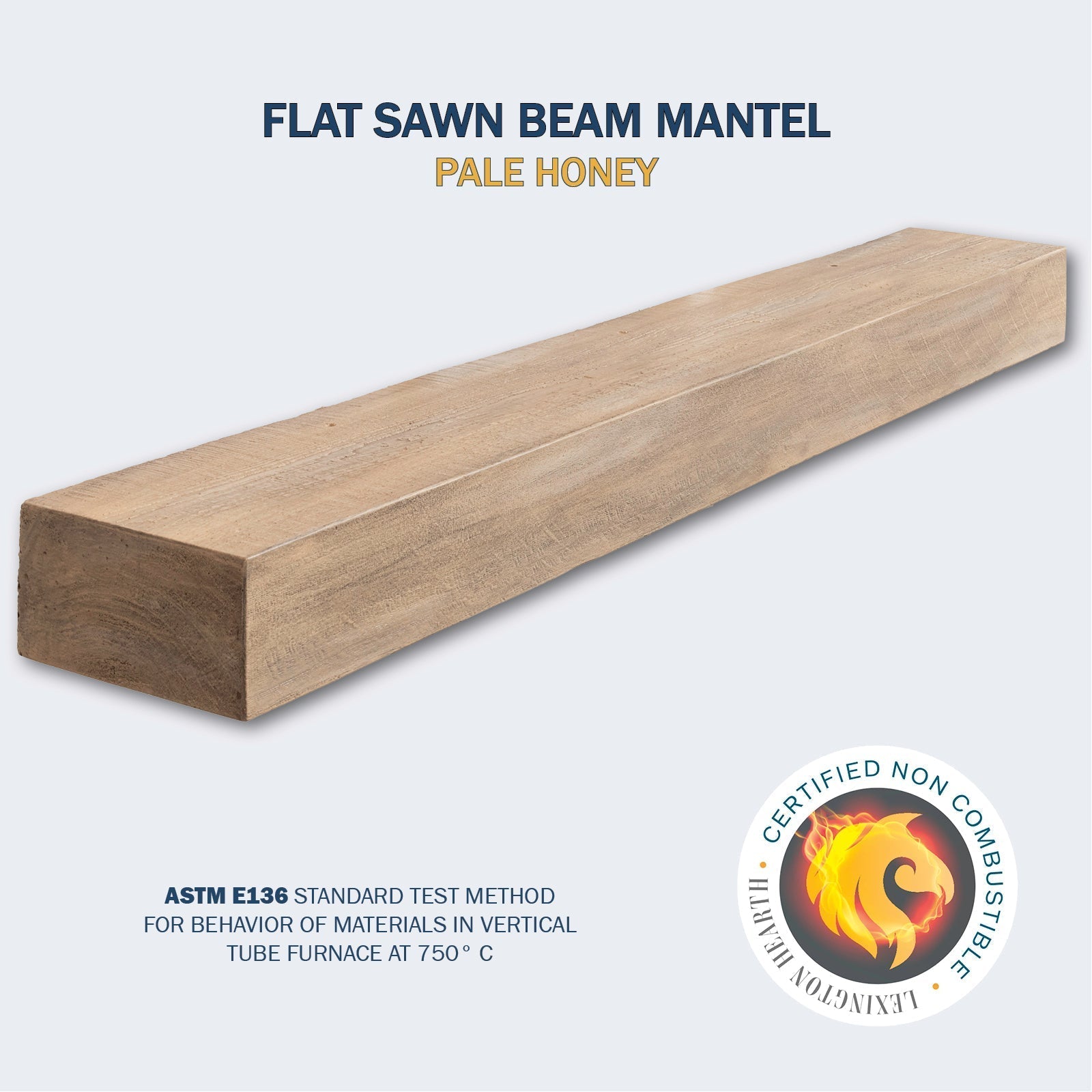 Lexington Hearth Flat Sawn Beam 72" Hand-Painted Non-Combustible Pale Honey Mantel Shelf Kit