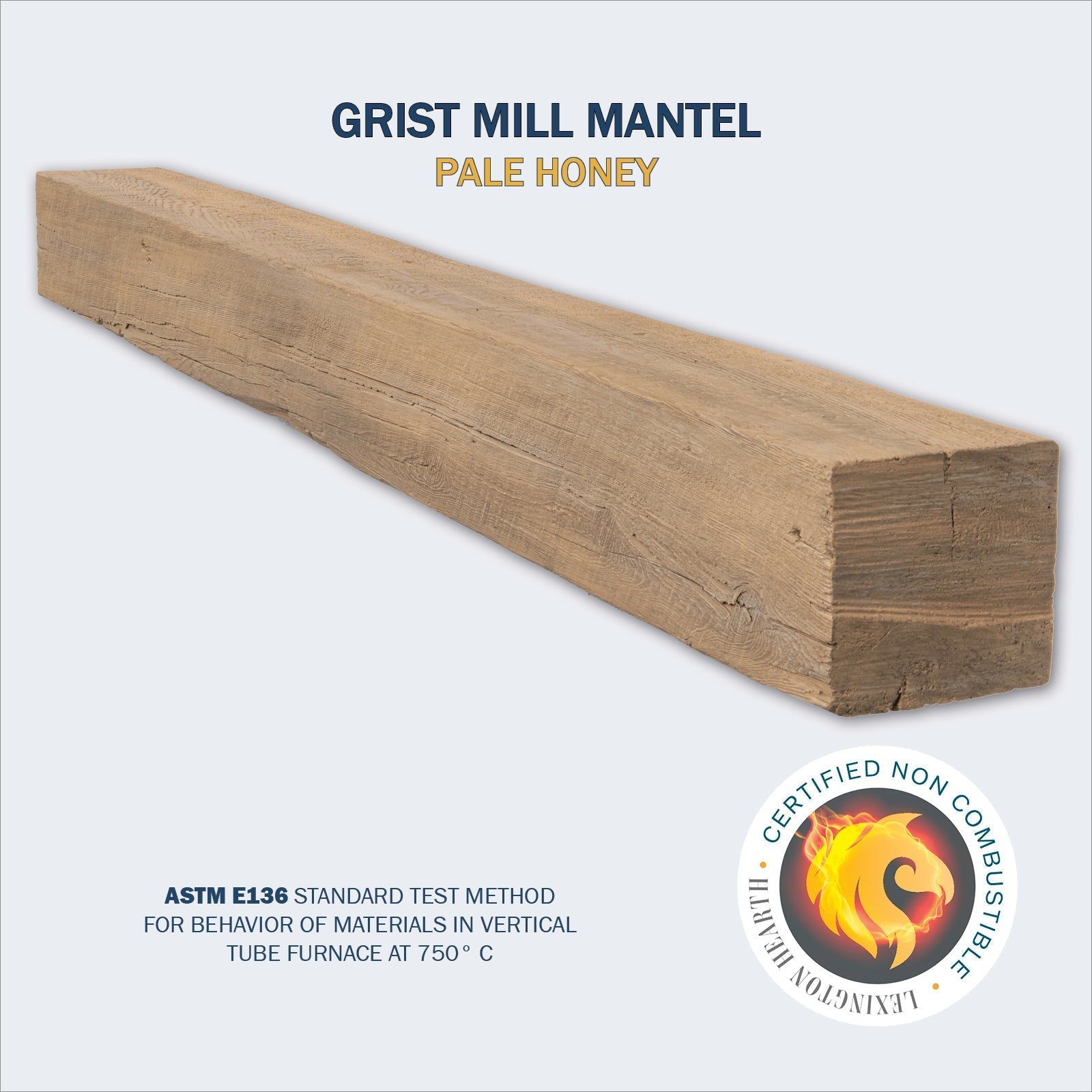 Lexington Hearth Grist Mill 72" Hand-Painted Non-Combustible Pale Honey Mantel Shelf Kit