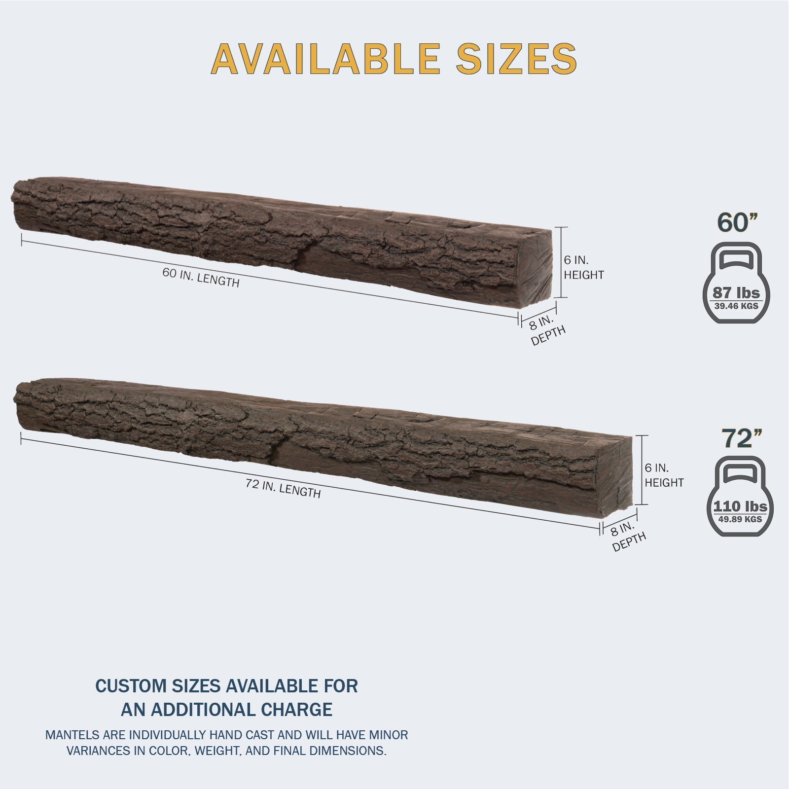 Lexington Hearth Half-Round Sleeper 72" Handcrafted Non-Combustible Maduro Mantel Shelf Kit