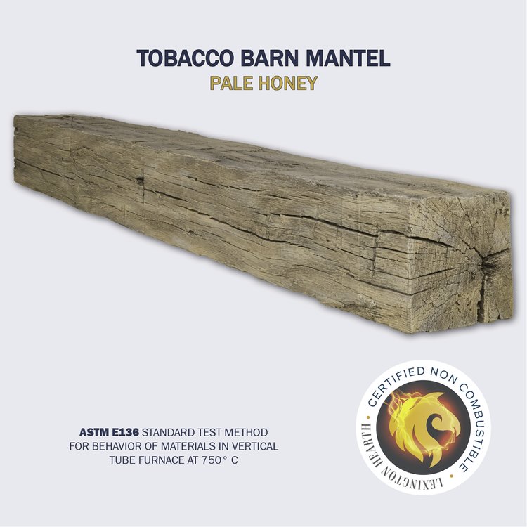 Lexington Hearth Tobacco Barn 60" Handcrafted Non-Combustible Pale Honey Mantel Shelf Kit