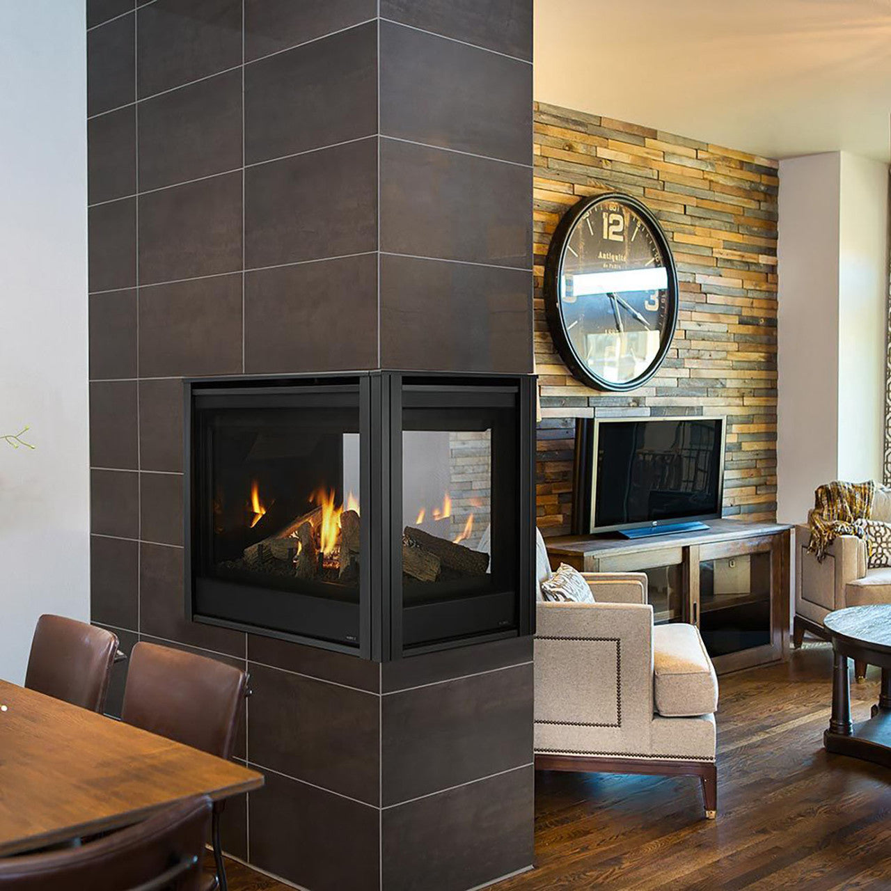 Majestic Pearl II Direct Vent IntelliFire Touch Ignition System 36 Inch Peninsula Gas Fireplace