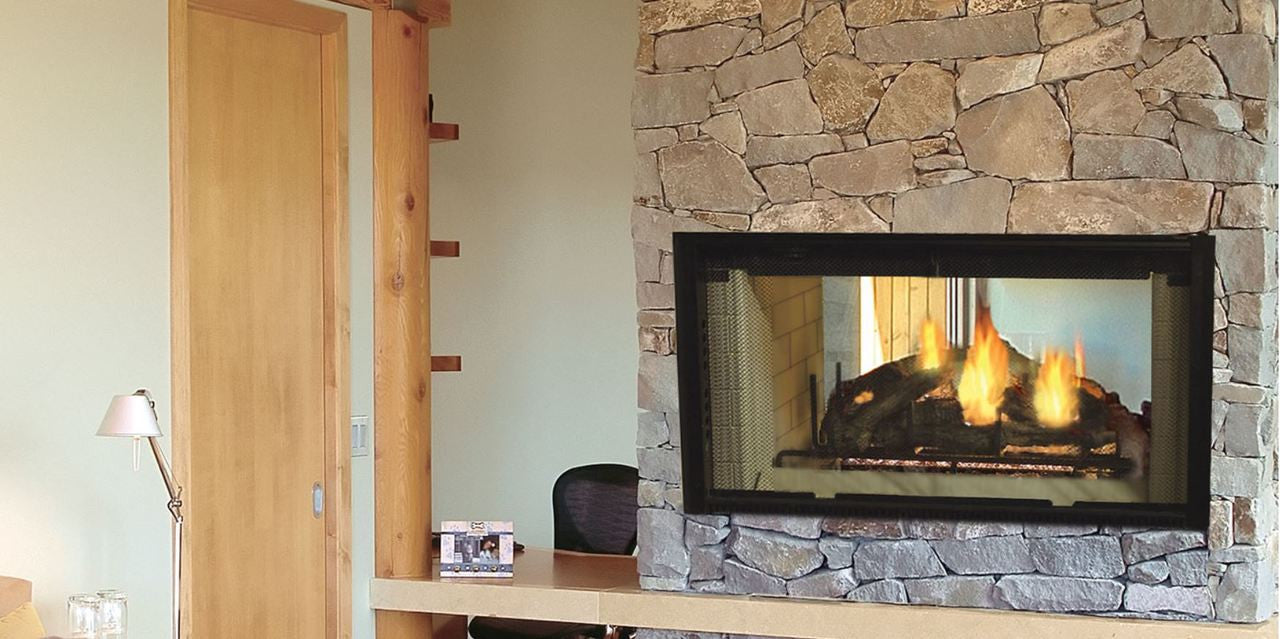 Majestic Designer 42 Inch Radiant Wood Burning See-Through Fireplace
