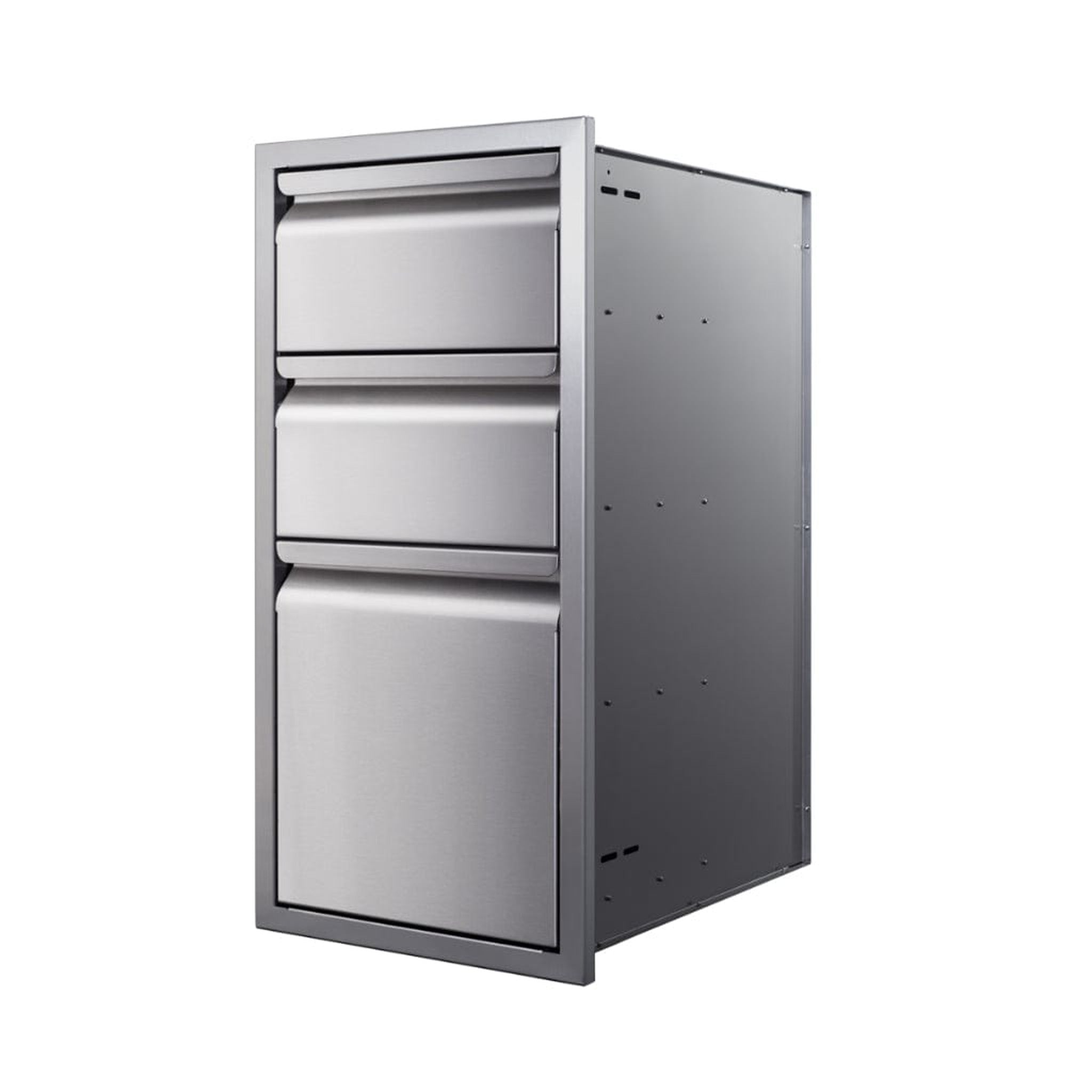 Memphis 15" Triple Access Stainless Steel Drawer Stack with Easy-Touch Drawers