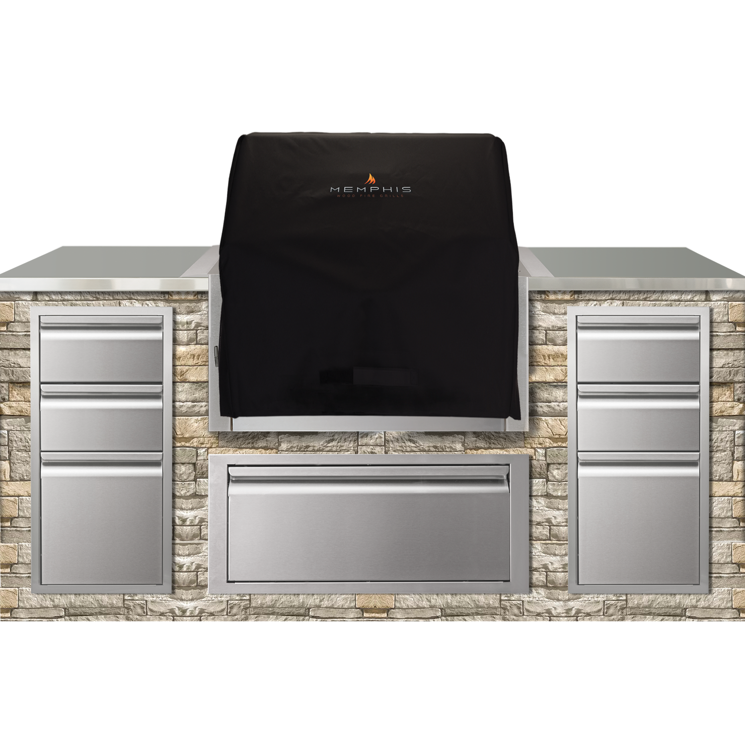 Memphis 30" Black Polyester Grill Cover for Elevate ITC2 Built-In Pellet Grill – Wind-Resistant Design