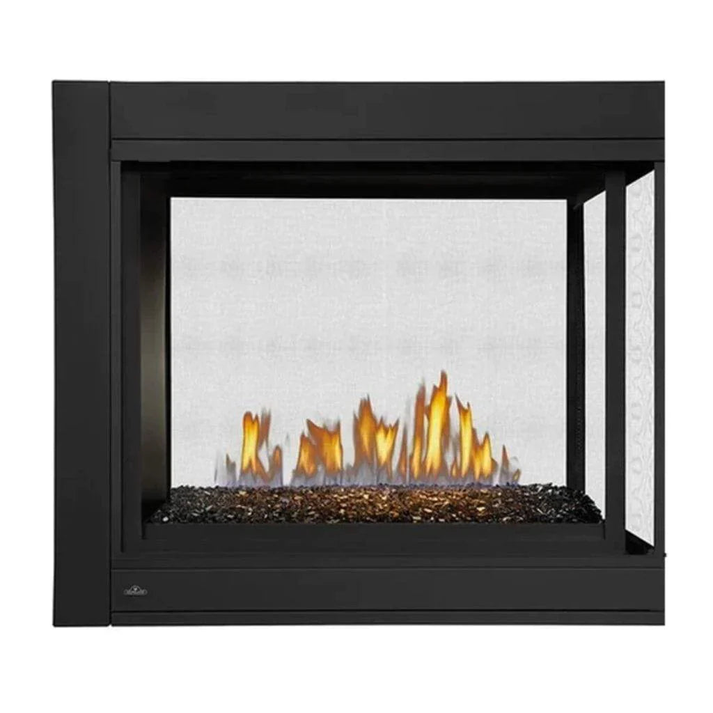 Napoleon Ascent 43 Inch Multi-view Linear Direct Vent Peninsula Gas Fireplace With Glass Bed