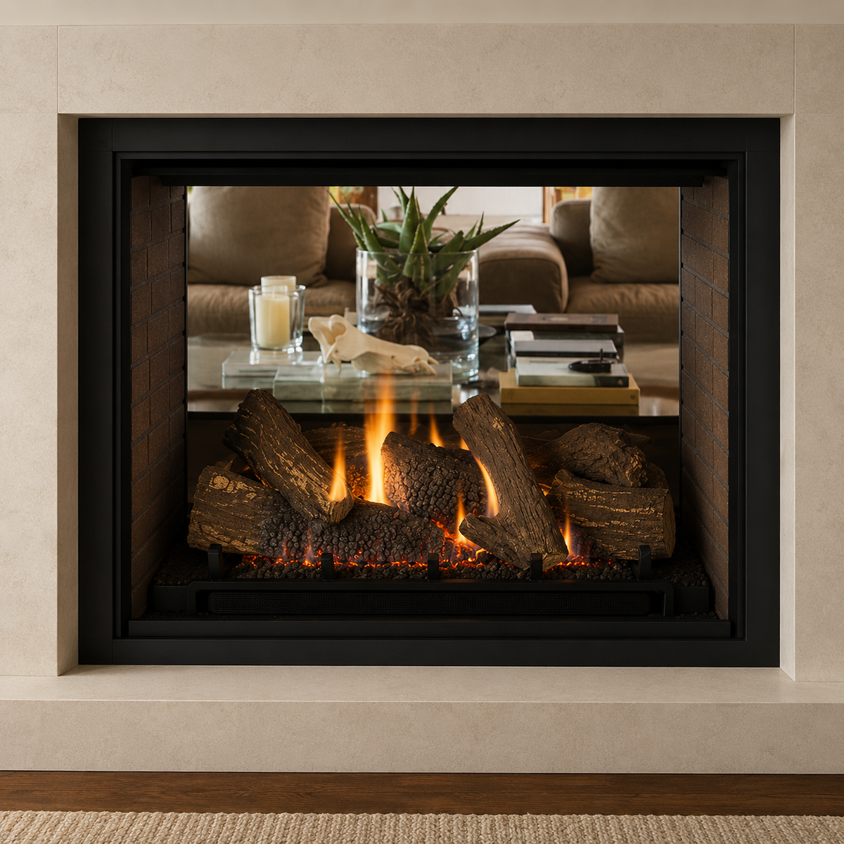 Superior DRT63ST 40" Traditional Multi View See-Through Direct Vent Gas Fireplace with Power Vent