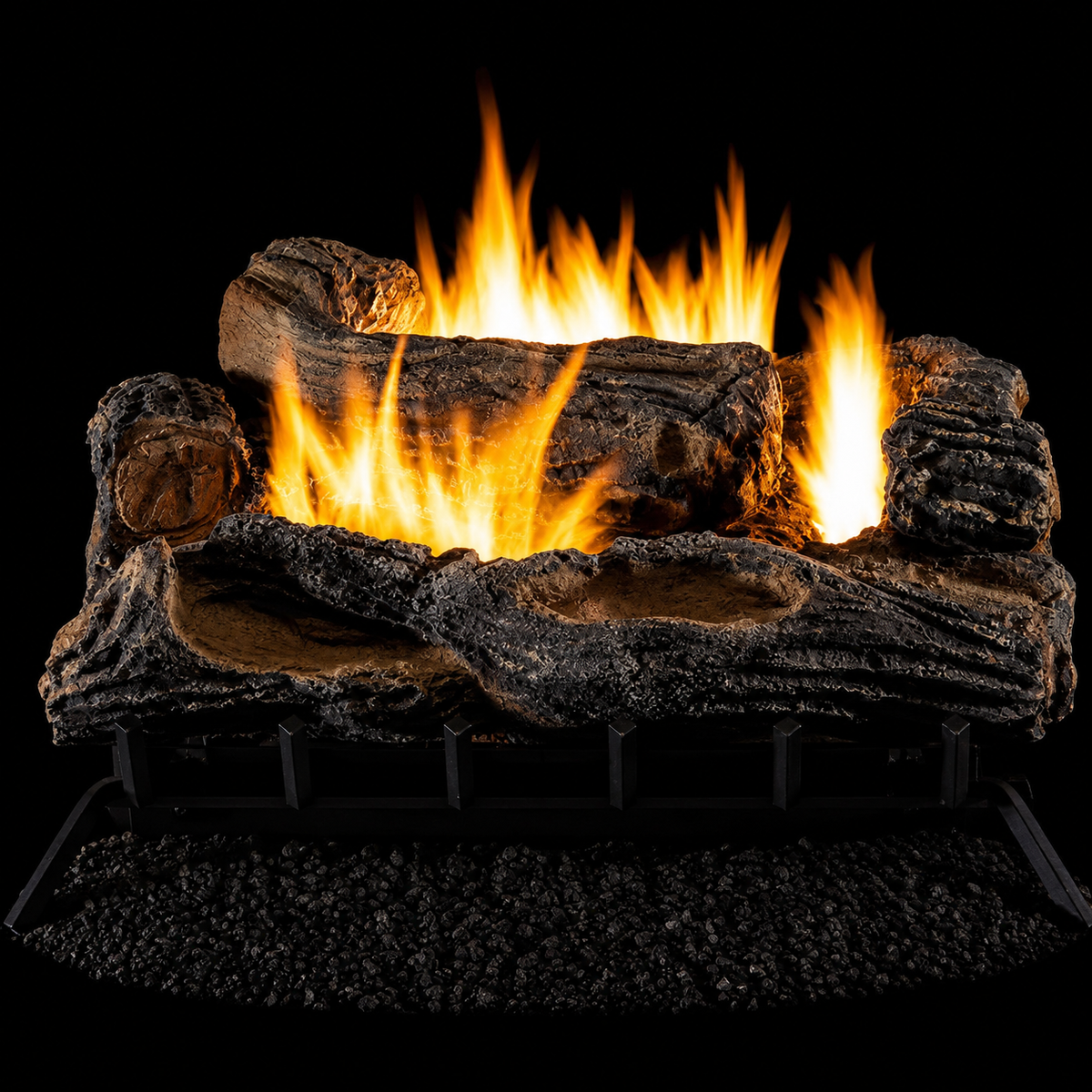Superior FVFM27 Multi-Sided 27" Ceramic Fiber Vent-Free Log Set with Burner