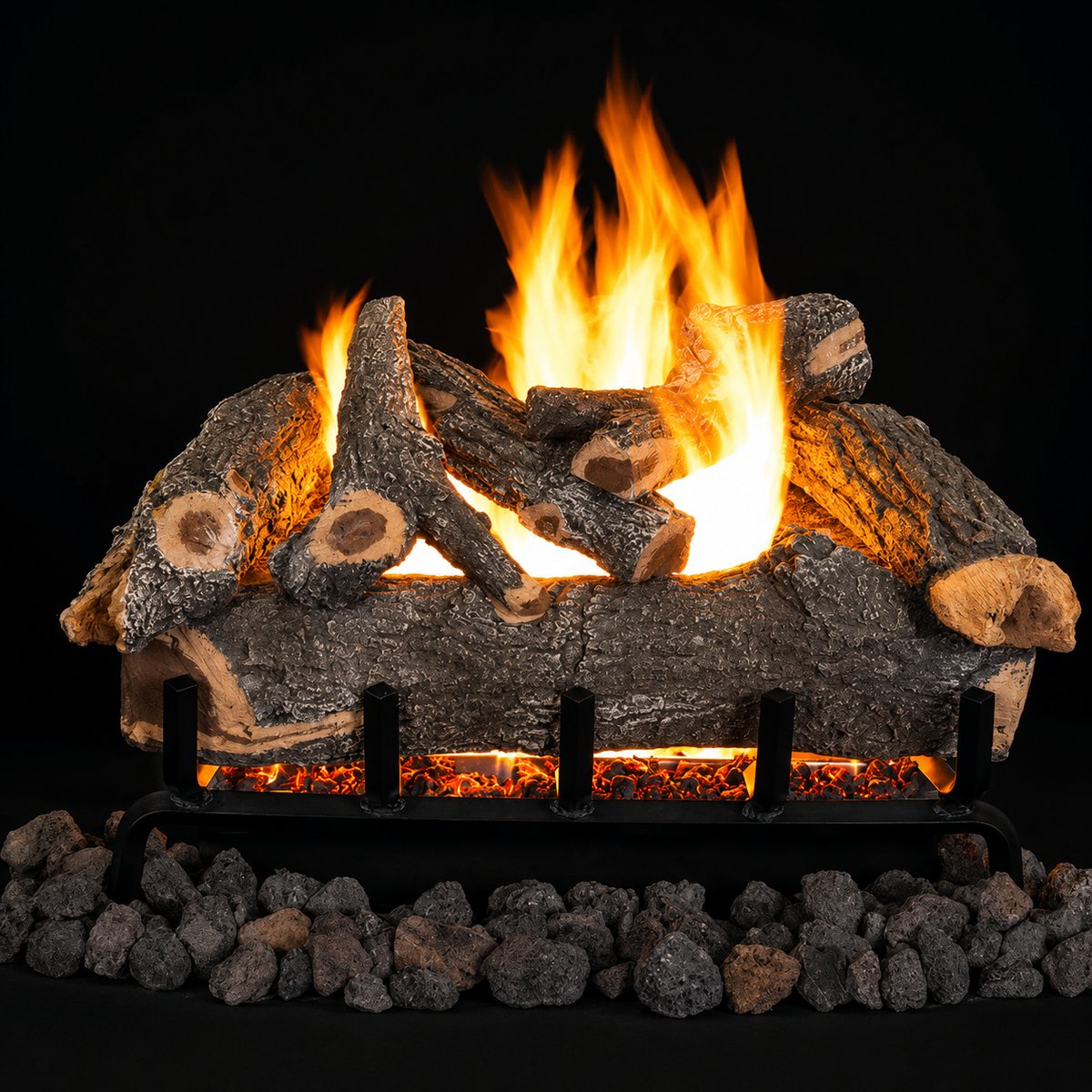 Superior SMOKYWEATHERED30 Dual-Burner Series 36" Indoor Oak 9-Piece Vented Gas Log Set