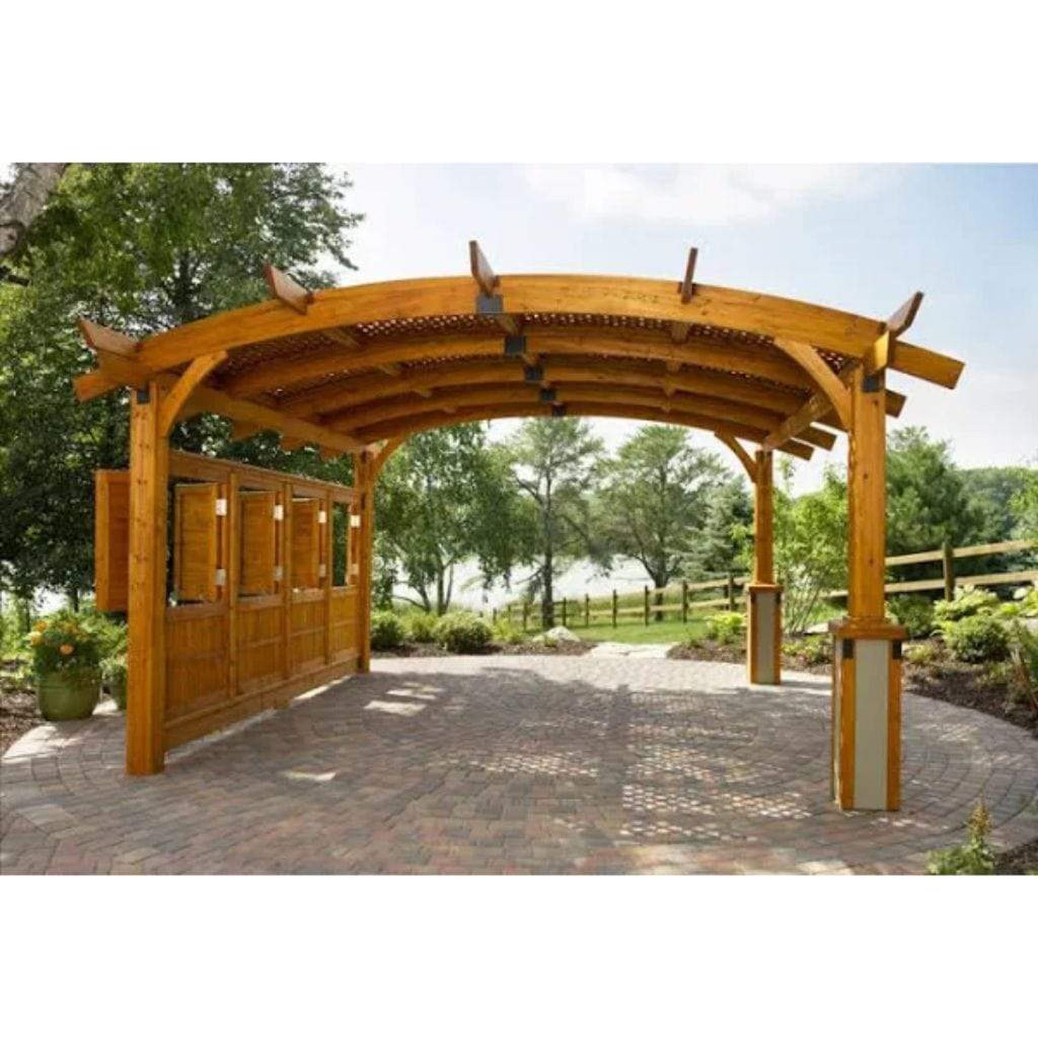 The Outdoor GreatRoom Company 12' x 12' Sonoma Arched Wood Pergola with Redwood Finish
