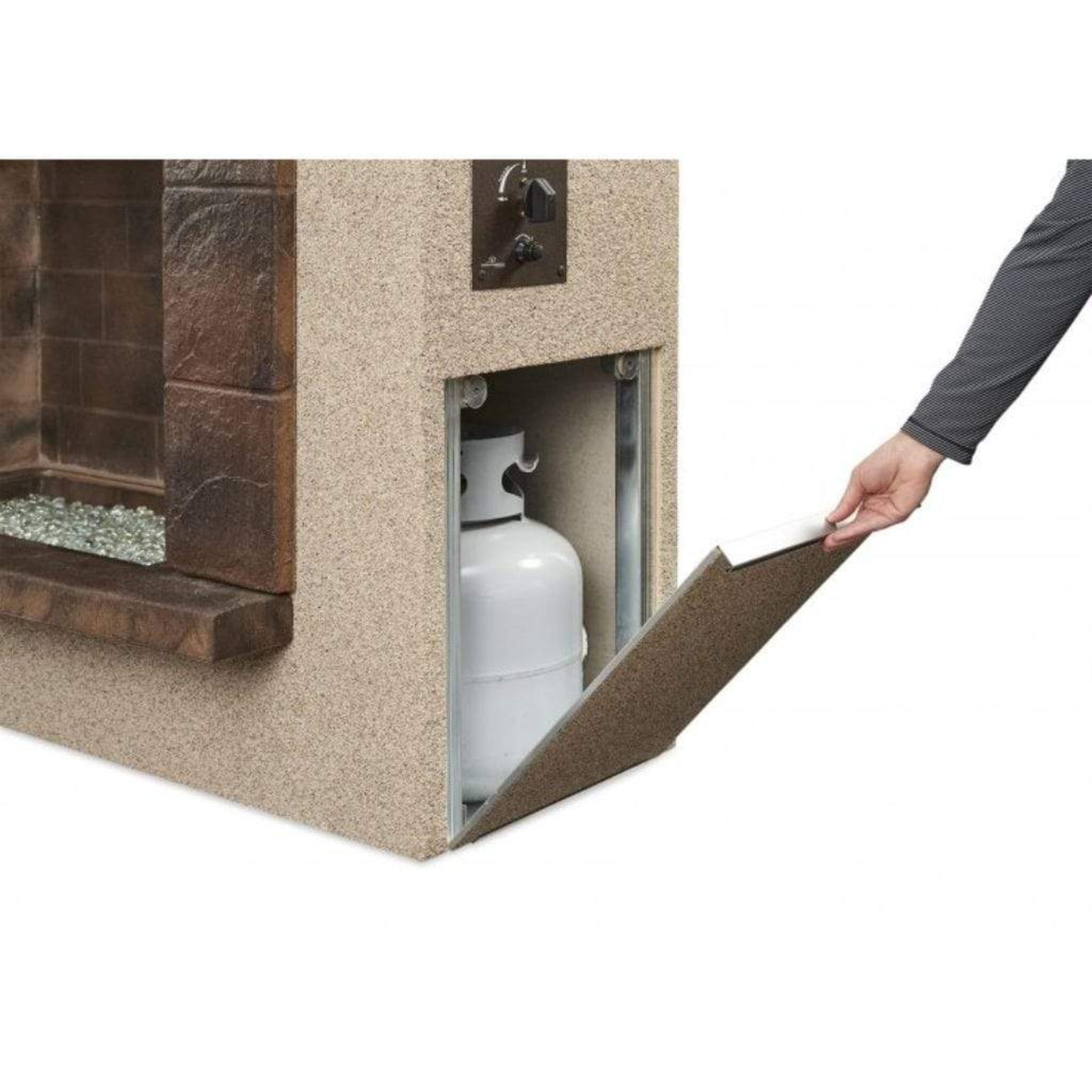 The Outdoor GreatRoom Company 63" Stone Arch Freestanding Propane Gas Fireplace with Supercast Mantel