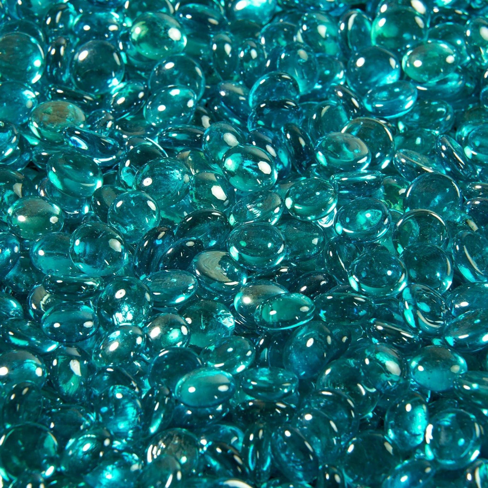 The Outdoor GreatRoom Company Aquamarine Tempered Fire Glass Gems - 15 lb Kit for Fire Pits