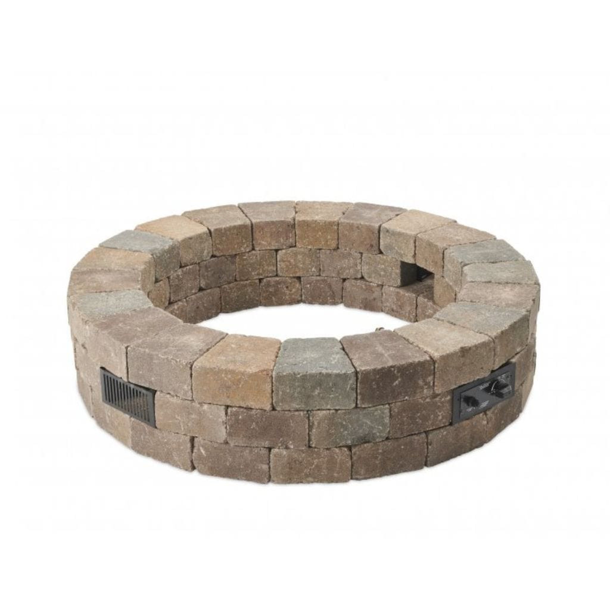 The Outdoor GreatRoom Company Bronson 52" Round Block Gas Fire Pit Kit with Crystal Fire Burner