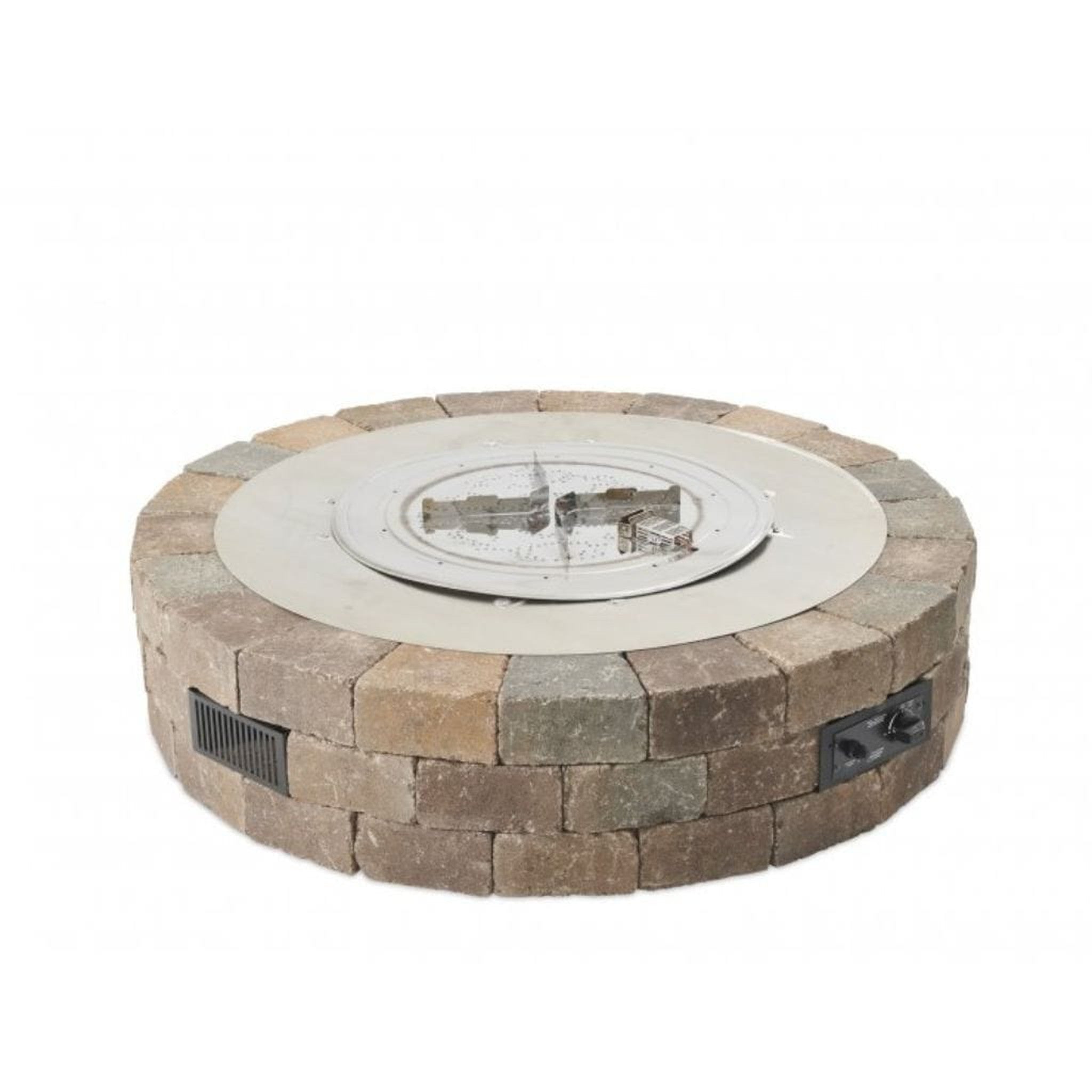 The Outdoor GreatRoom Company Bronson 52" Round Block Gas Fire Pit Kit with Crystal Fire Burner