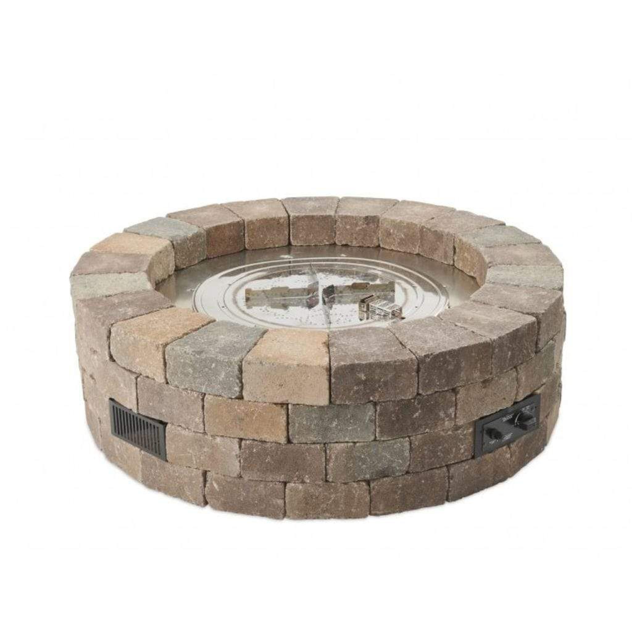 The Outdoor GreatRoom Company Bronson 52" Round Block Gas Fire Pit Kit with Crystal Fire Burner