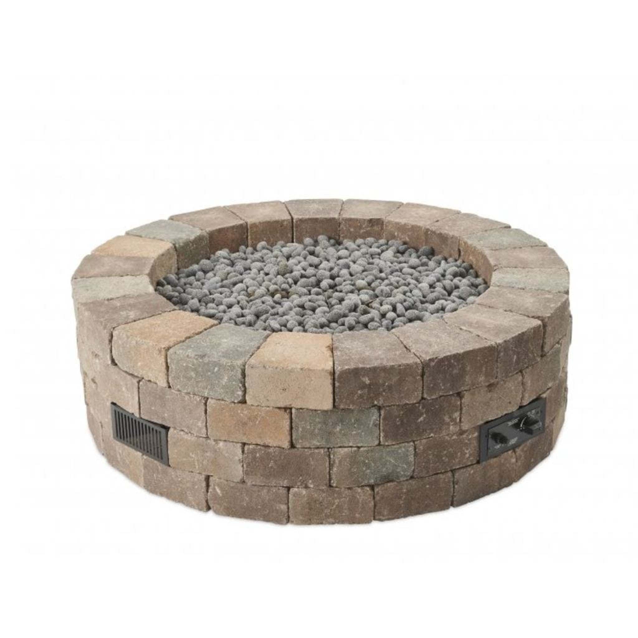 The Outdoor GreatRoom Company Bronson 52" Round Block Gas Fire Pit Kit with Crystal Fire Burner