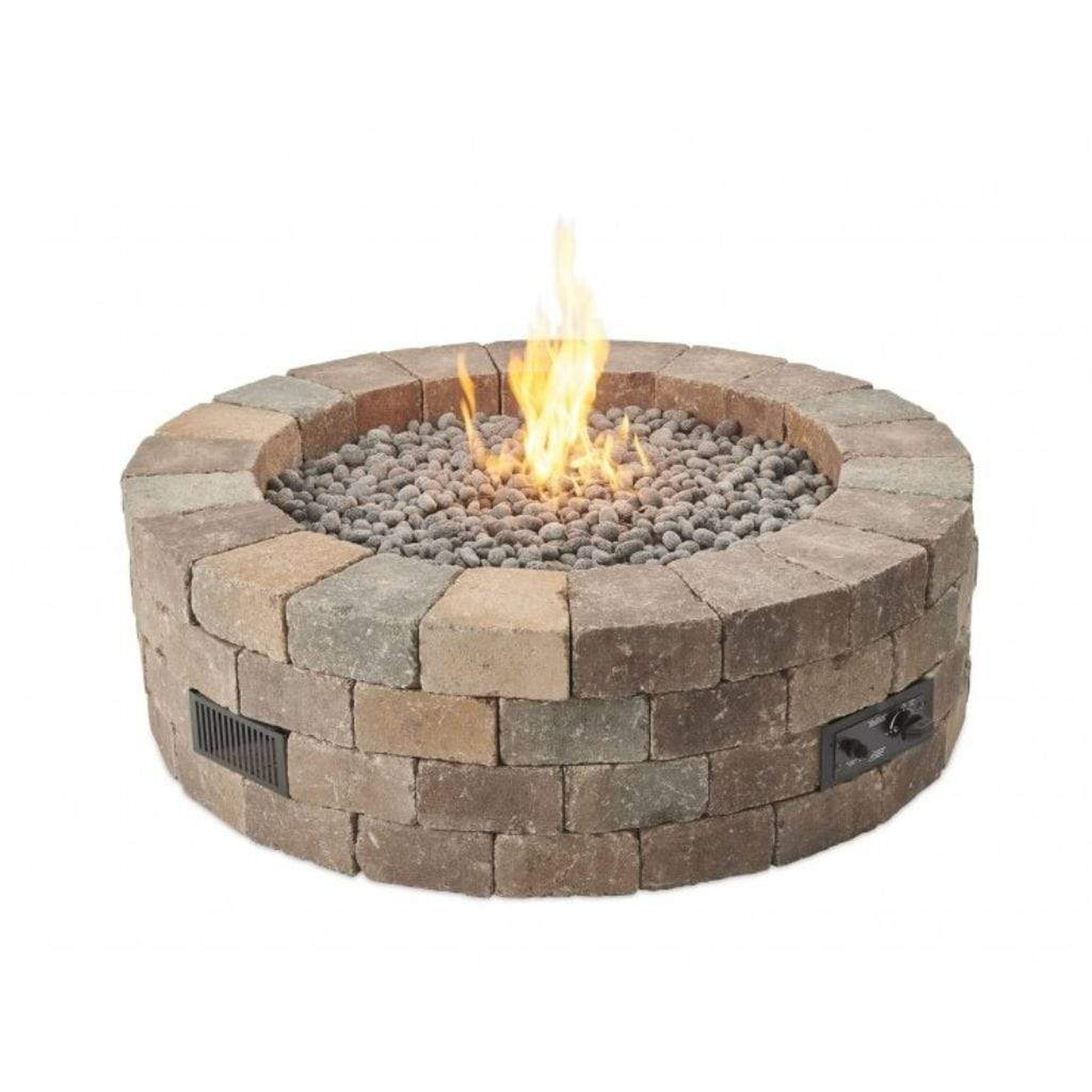 The Outdoor GreatRoom Company Bronson 52" Round Block Gas Fire Pit Kit with Crystal Fire Burner