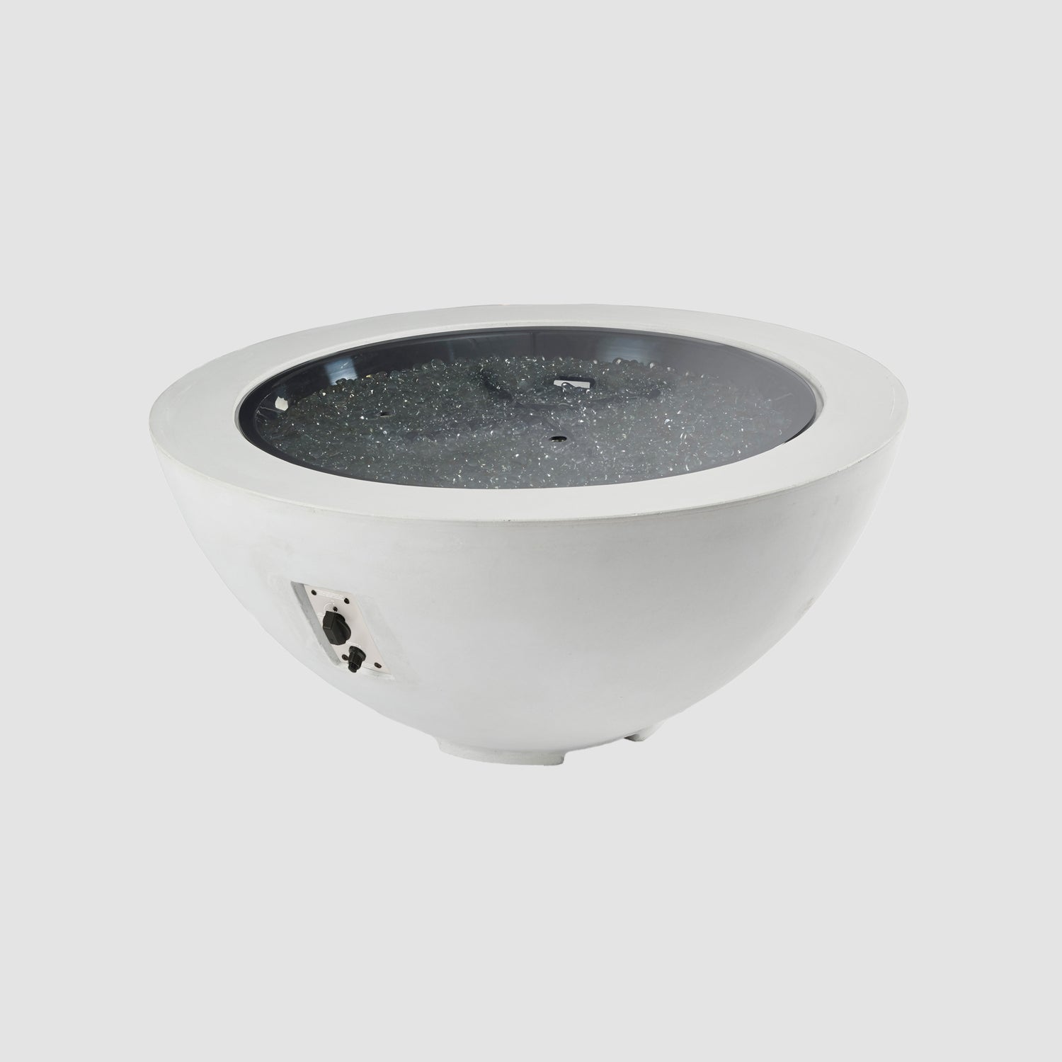 The Outdoor GreatRoom Company Cove 42" White Round Gas Fire Pit Bowl with 30" Crystal Fire® Plus Burner