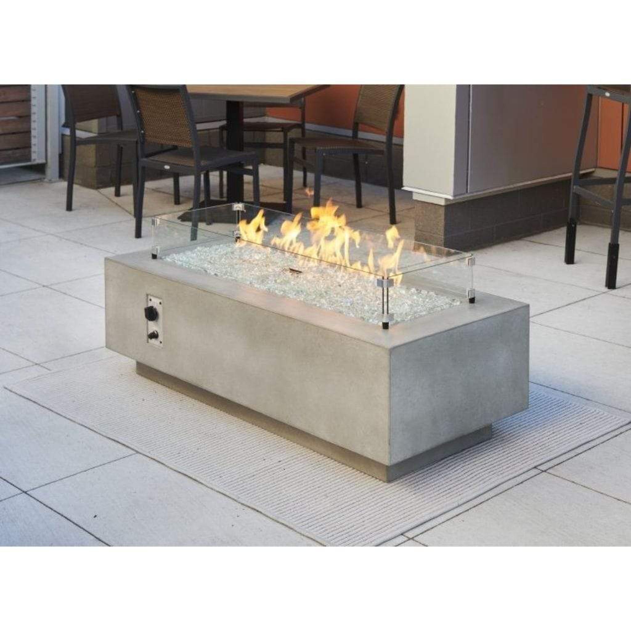 The Outdoor GreatRoom Company Cove 54" White Linear Gas Fire Table – Supercast™ Concrete, 80,000 BTU Burner