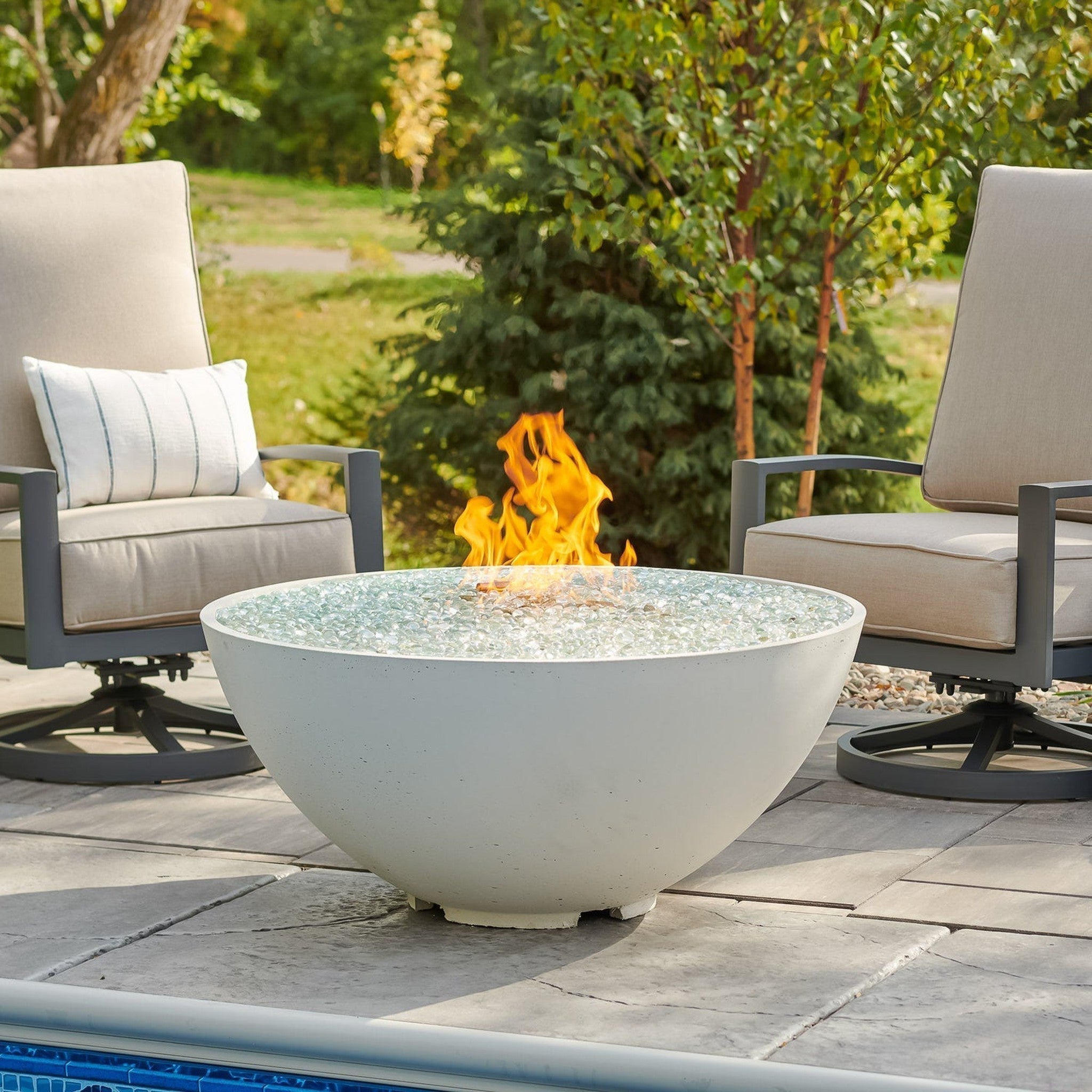 The Outdoor GreatRoom Company Cove Edge 42" White Gas Fire Pit Bowl with Crystal Fire® Plus Burner