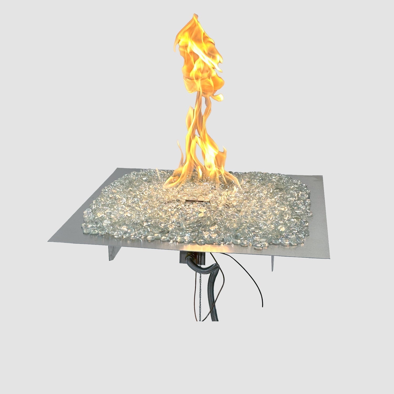 The Outdoor GreatRoom Company Crystal Fire Plus 24" Square Natural Gas Burner Insert with Direct Spark Ignition and Stainless Plate