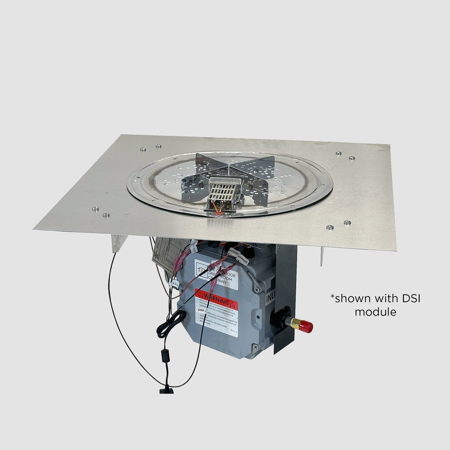 The Outdoor GreatRoom Company Crystal Fire Plus 30" Square Manual Gas Burner Insert with Stainless Plate Kit