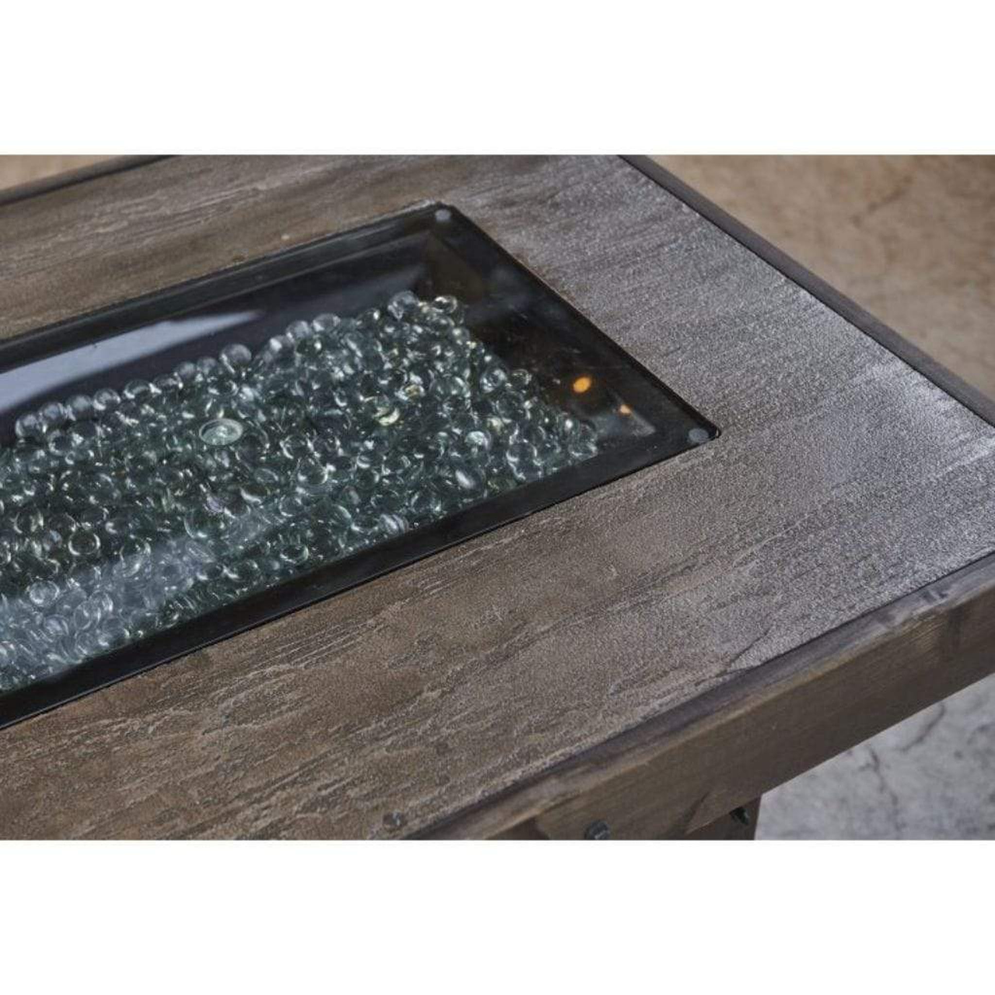 The Outdoor GreatRoom Company Denali Brew 57" Linear Gas Fire Pit Table with Everblend Top