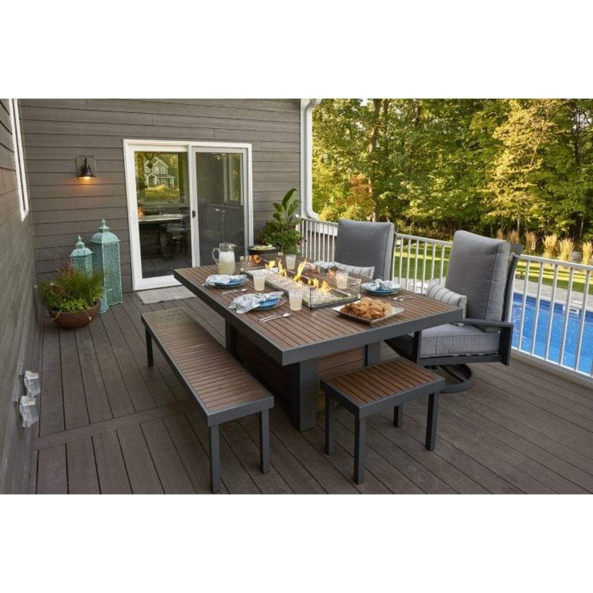 The Outdoor GreatRoom Company Kenwood 68" Long Bench with Brown Composite Decking and Graphite Grey Frame