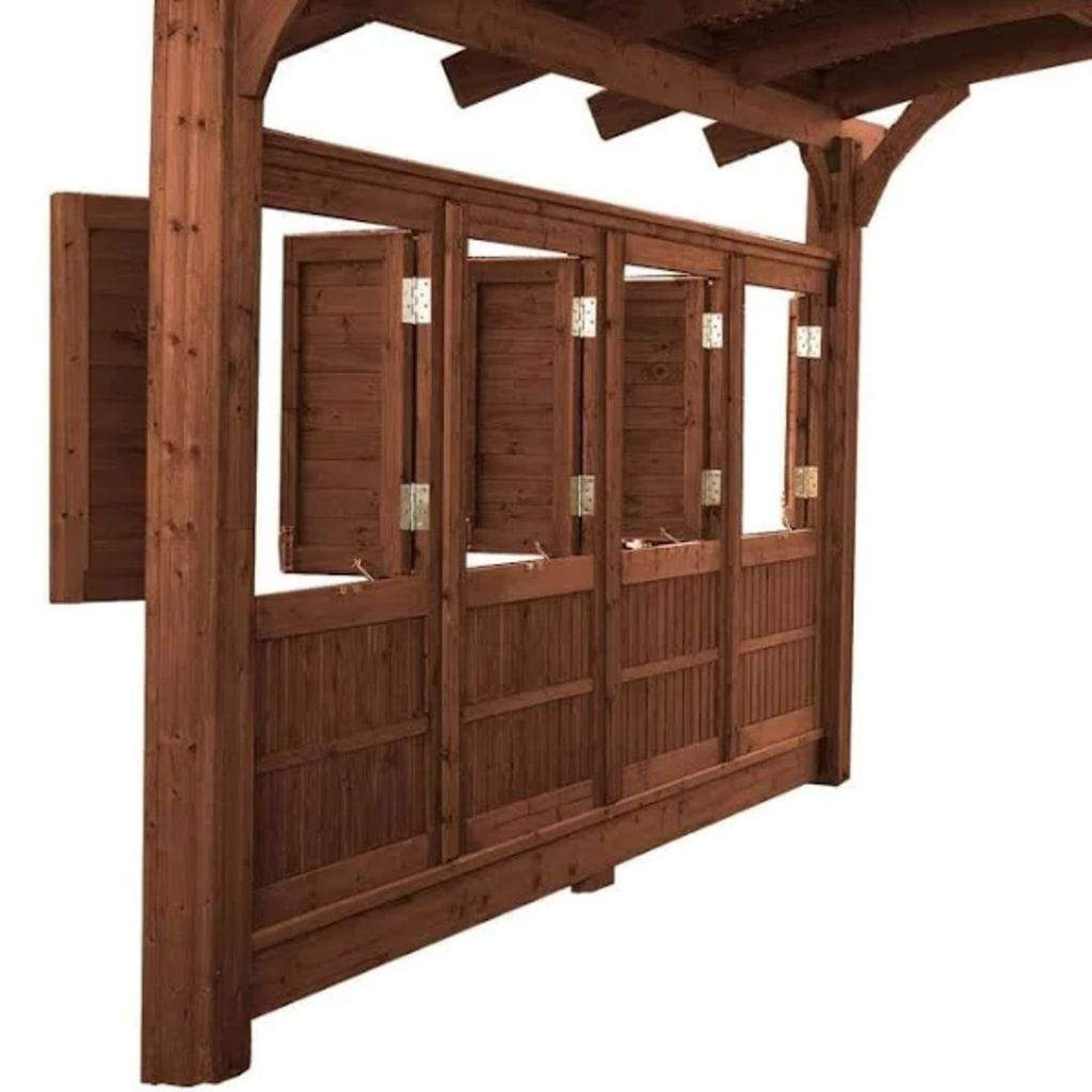 The Outdoor GreatRoom Company Douglas Fir Privacy Wall with Locking Shutters for 16' x 16' Sonoma Pergola
