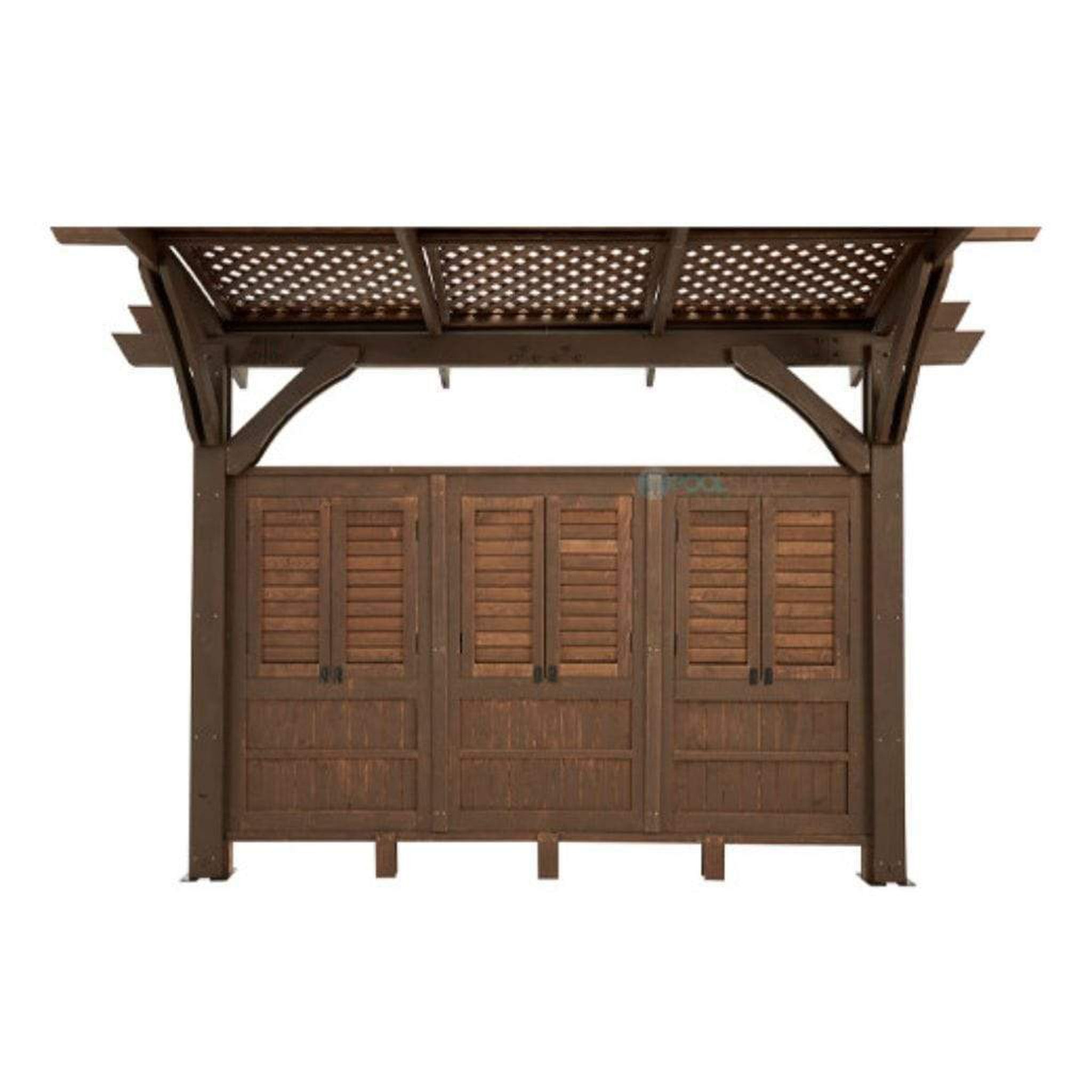 The Outdoor GreatRoom Company Douglas Fir Privacy Wall with Locking Shutters for 16' x 16' Sonoma Pergola