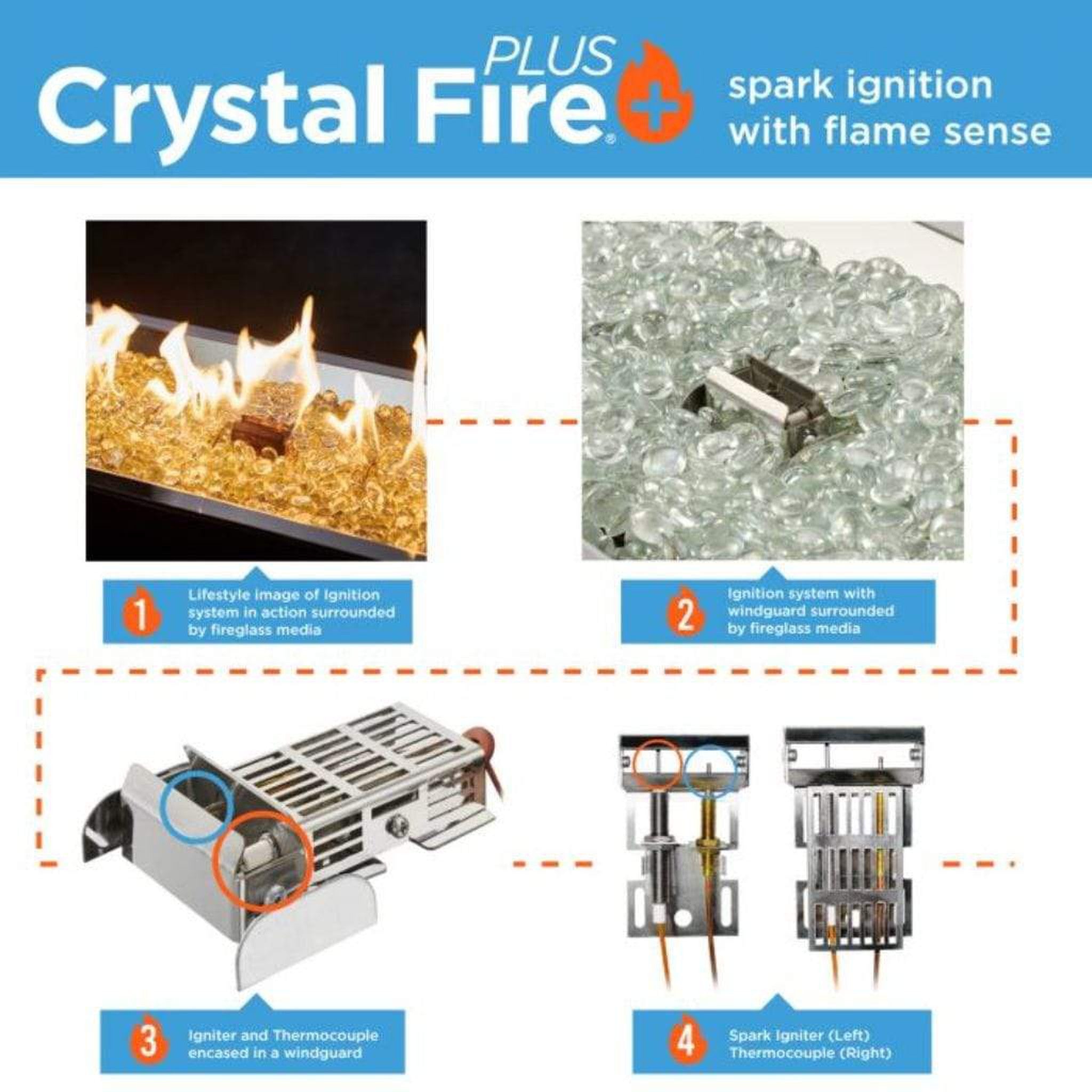 The Outdoor GreatRoom Company Round Crystal Fire Plus Stainless Steel Gas Burner Insert