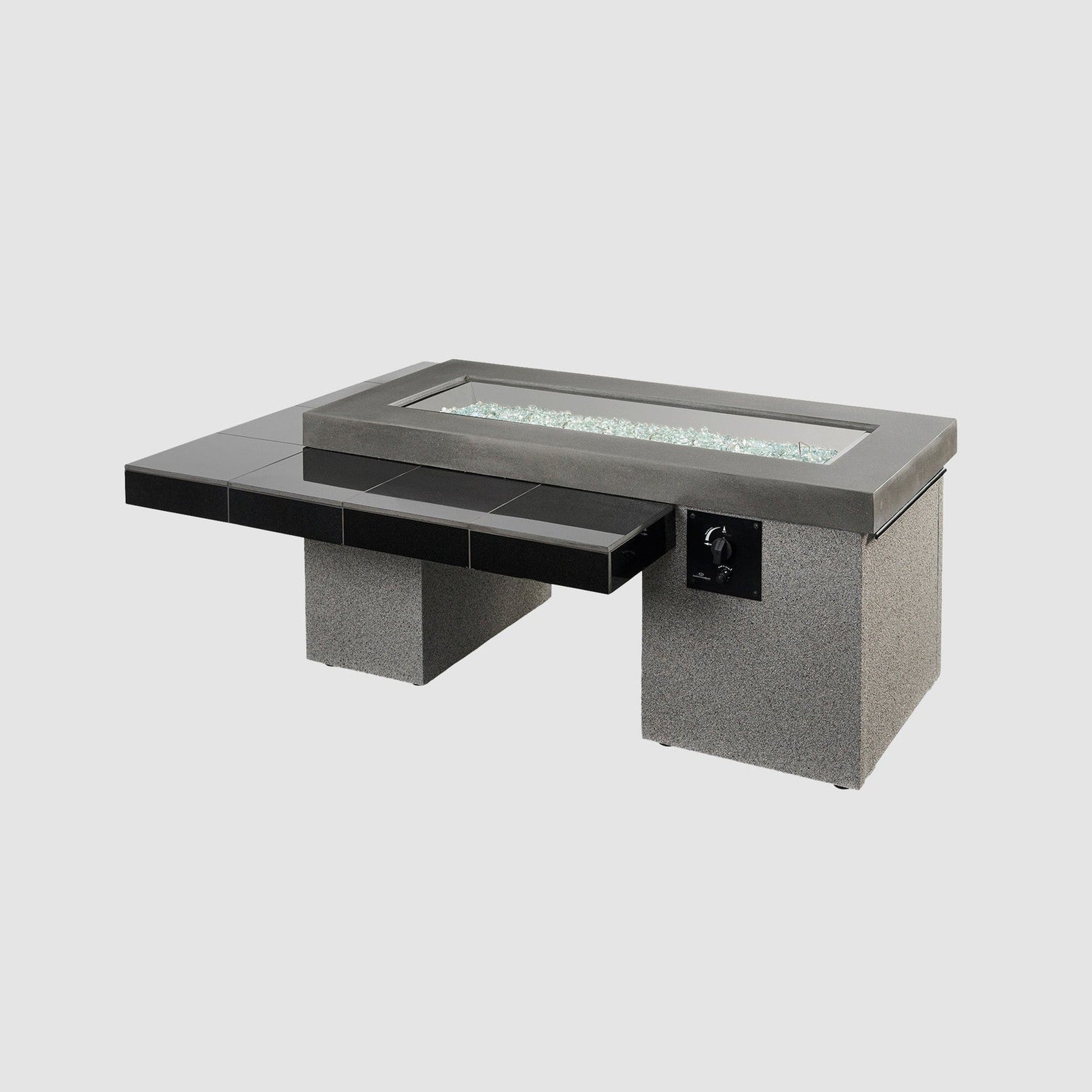 The Outdoor GreatRoom Company Uptown 64" Linear Gas Fire Pit Table with Midnight Mist Top