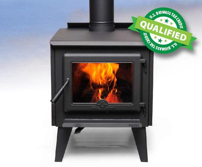 True North TN25C 22" Metallic Black Freestanding Wood Stove with Legs (30% Tax Credit Eligibility)