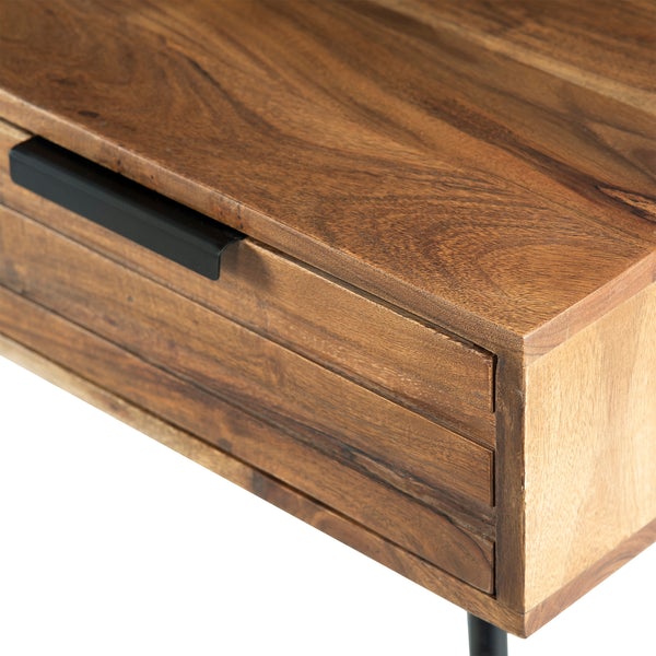 Benzara - Brown And Black Wood And Metal Coffee Table With Spacious Storage